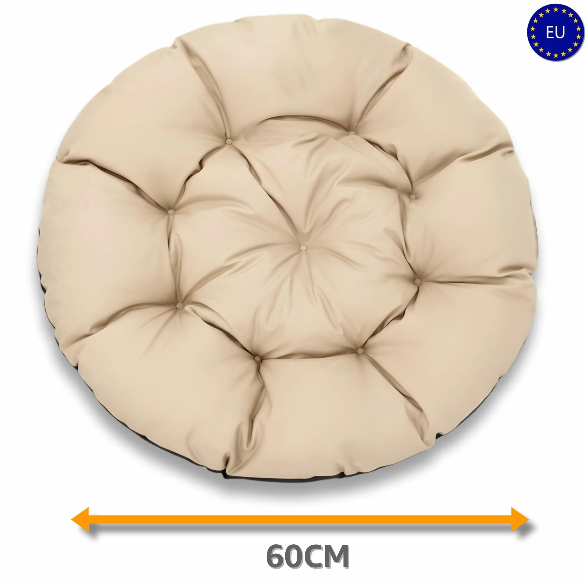 Amazinggirl Cojín Redondo Jardin para sillas Colgante et Silla Ratan 60 cm - Cojin para Hamaca Cojines Redondos de Asiento Exterior o Interior Beige Sombra B