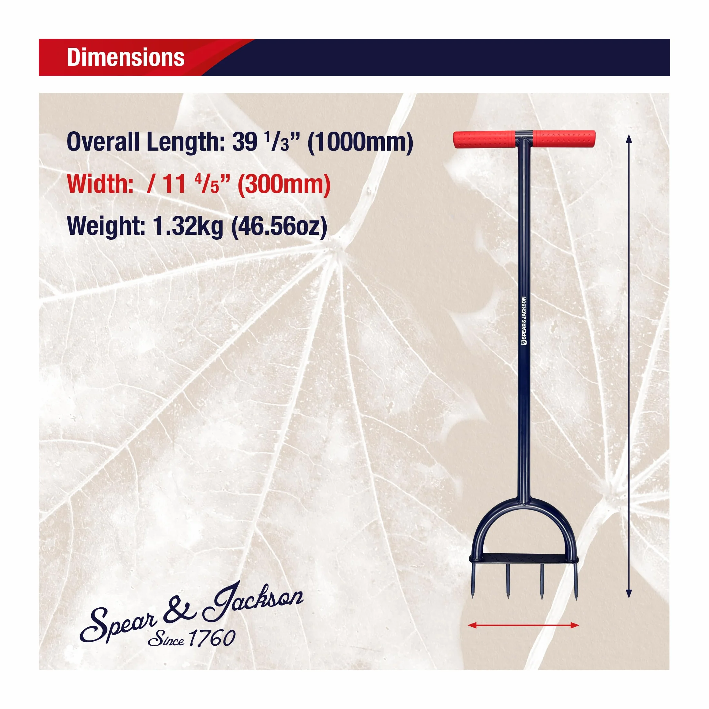 Spear & Jackson 4852LSA Aireador de Césped con Clavos – Todo Metal con Púas de Acero al Carbono, Mango en T Ancho con Agarre Antideslizante y Reposa Pies para Aireación Fácil y Césped Más Saludable