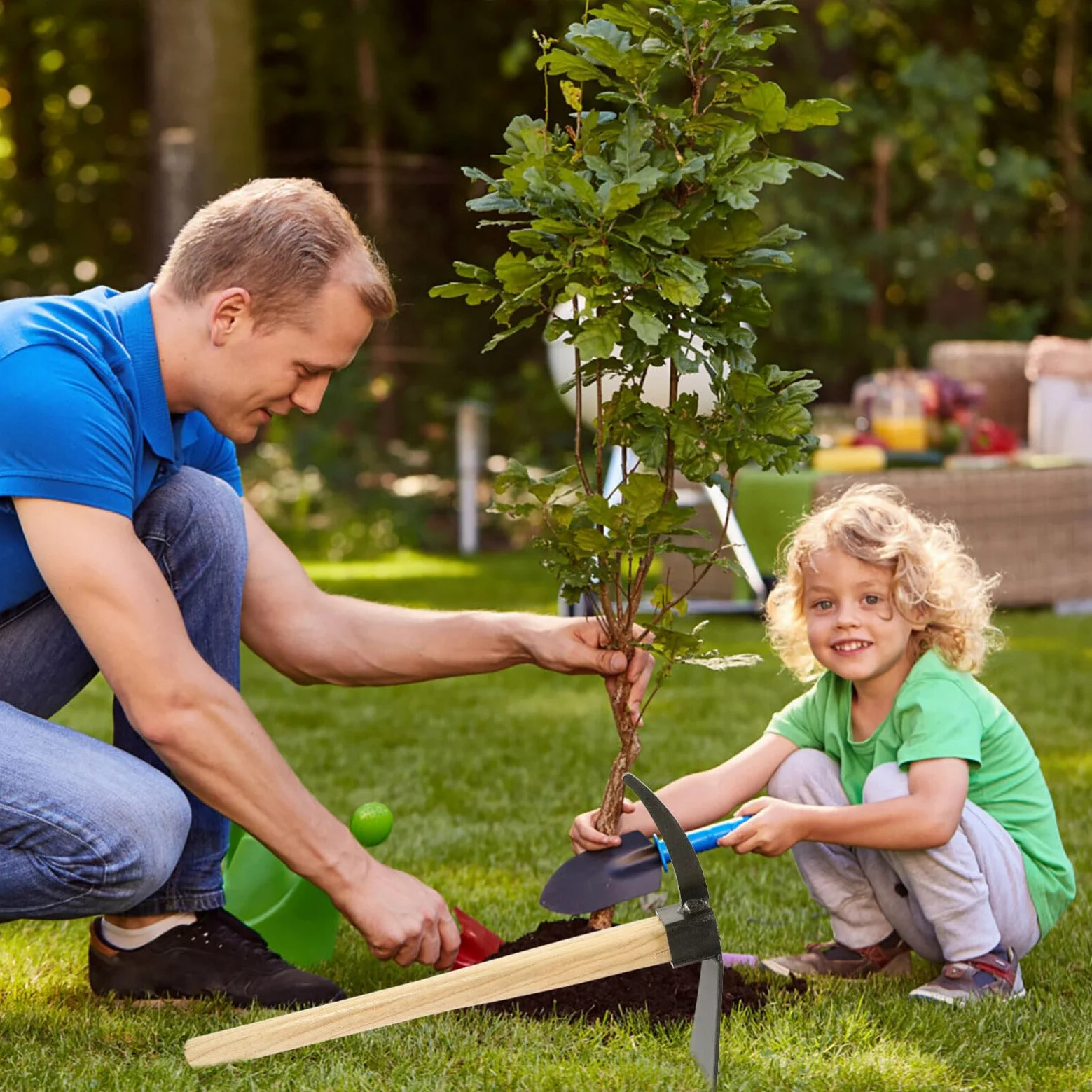 SUPVOX Rastrillo De Cultivador Y Azada Forjada 2 Piezas De Azada Pequeña para Arrancar Mini Azada con Mango De Madera Herramienta De Excavación De Jardín para Jardinería Prospección