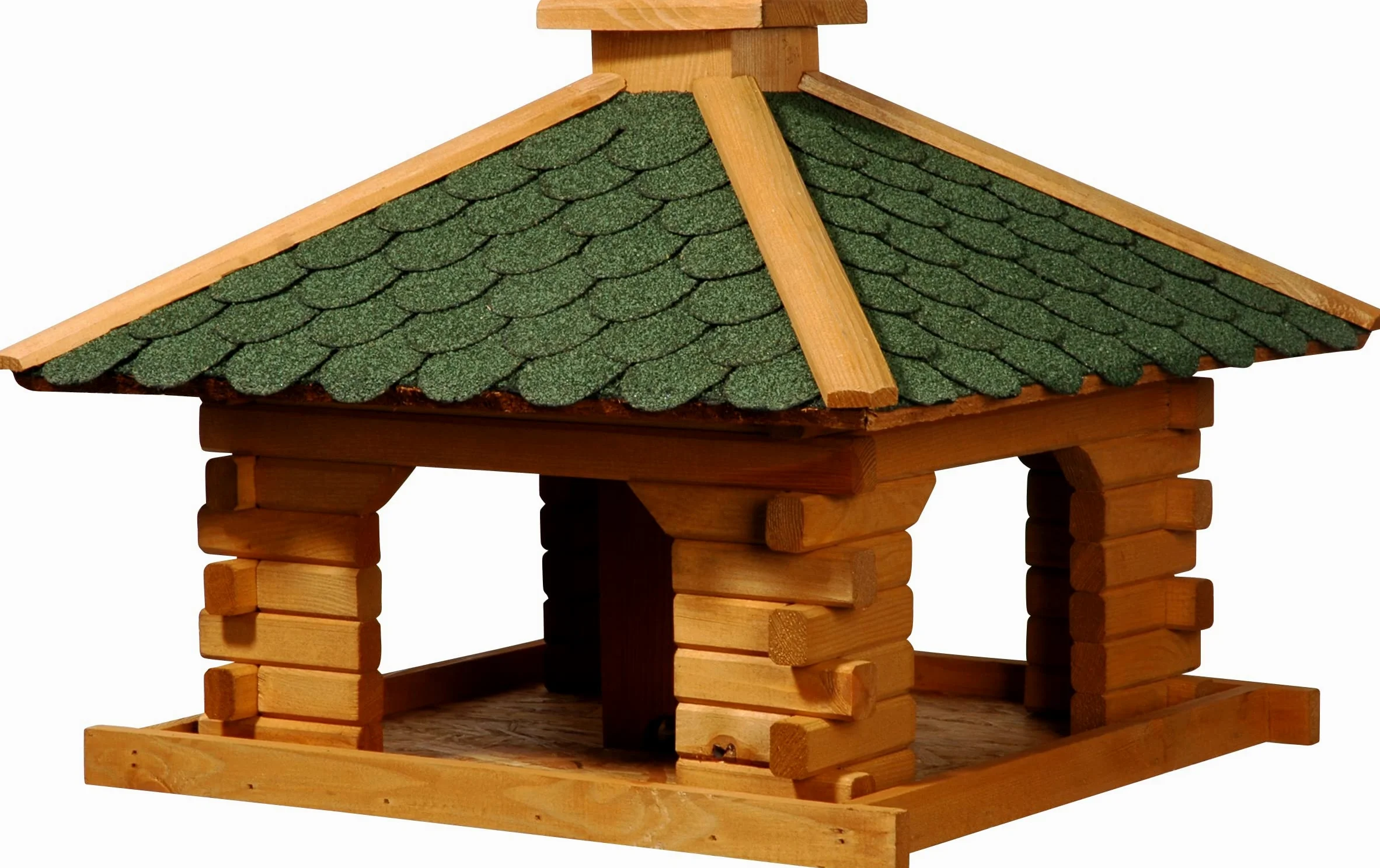 dobar rústica 45320e Comedero en Bloque casa de Estilo con betún Techo Verde, Pajarera con silo Integrado, Pino, XL, Verde