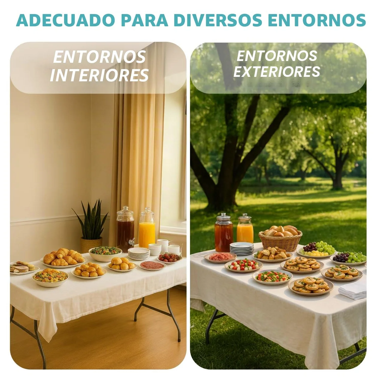 Brigros - Mesa Plegable de jardín Mesa de Camping, Buffet, Cocina | Mesas Plegables en maletín con asa Que Ahorra Espacio (180 x 70 x 74)