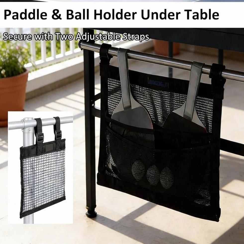 Organizador de malla para pelotas de tenis de mesa, paletas de ping pong y pickleball, almacenamiento de equipo deportivo