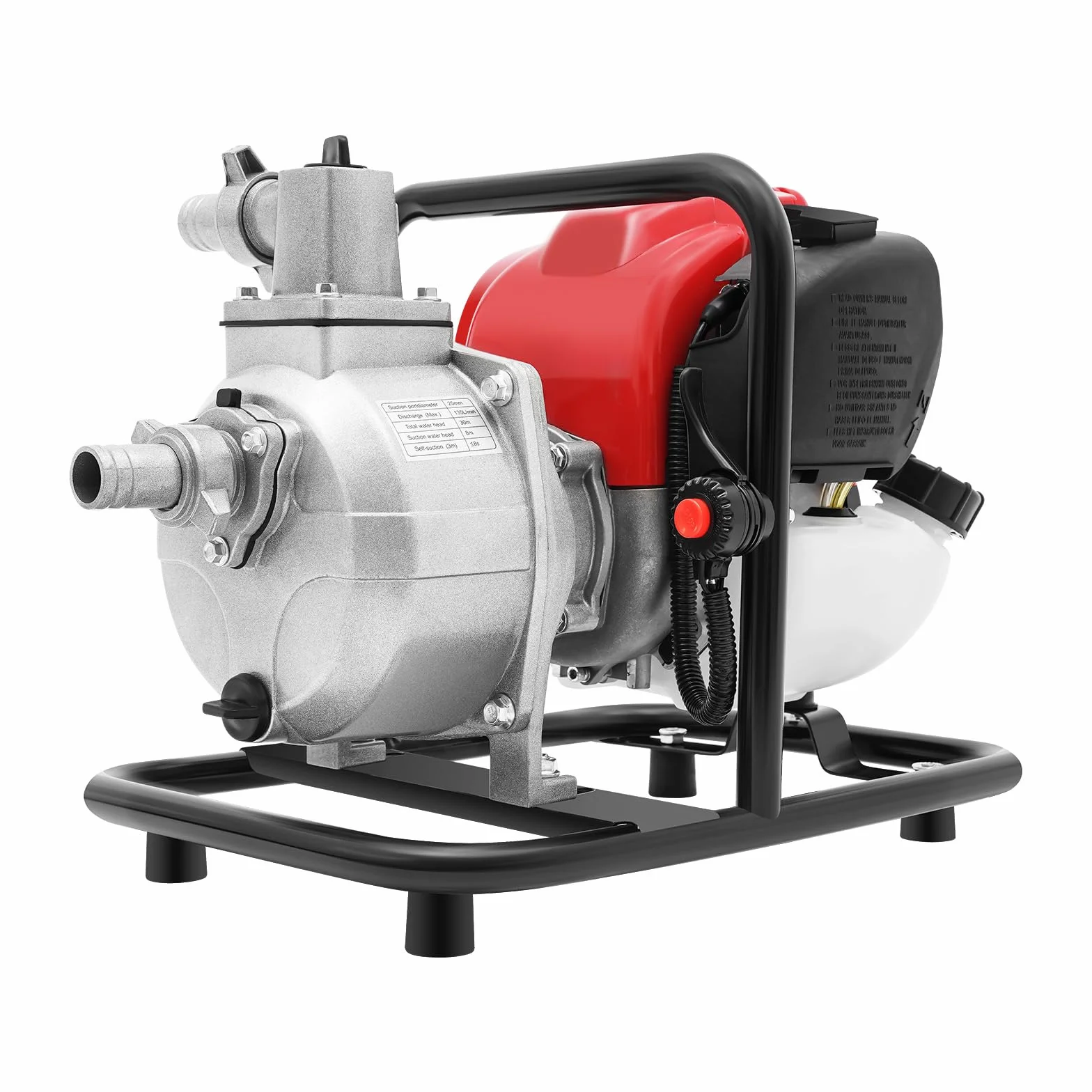 Bomba de agua de gasolina de 4 tiempos, 38 CC, 1,2 kW, bomba de agua sucia, bomba de jardín, bomba de estanque, autocebante, agua sucia, 135 l/min, motor de agua para riego de jardín, cuidado de