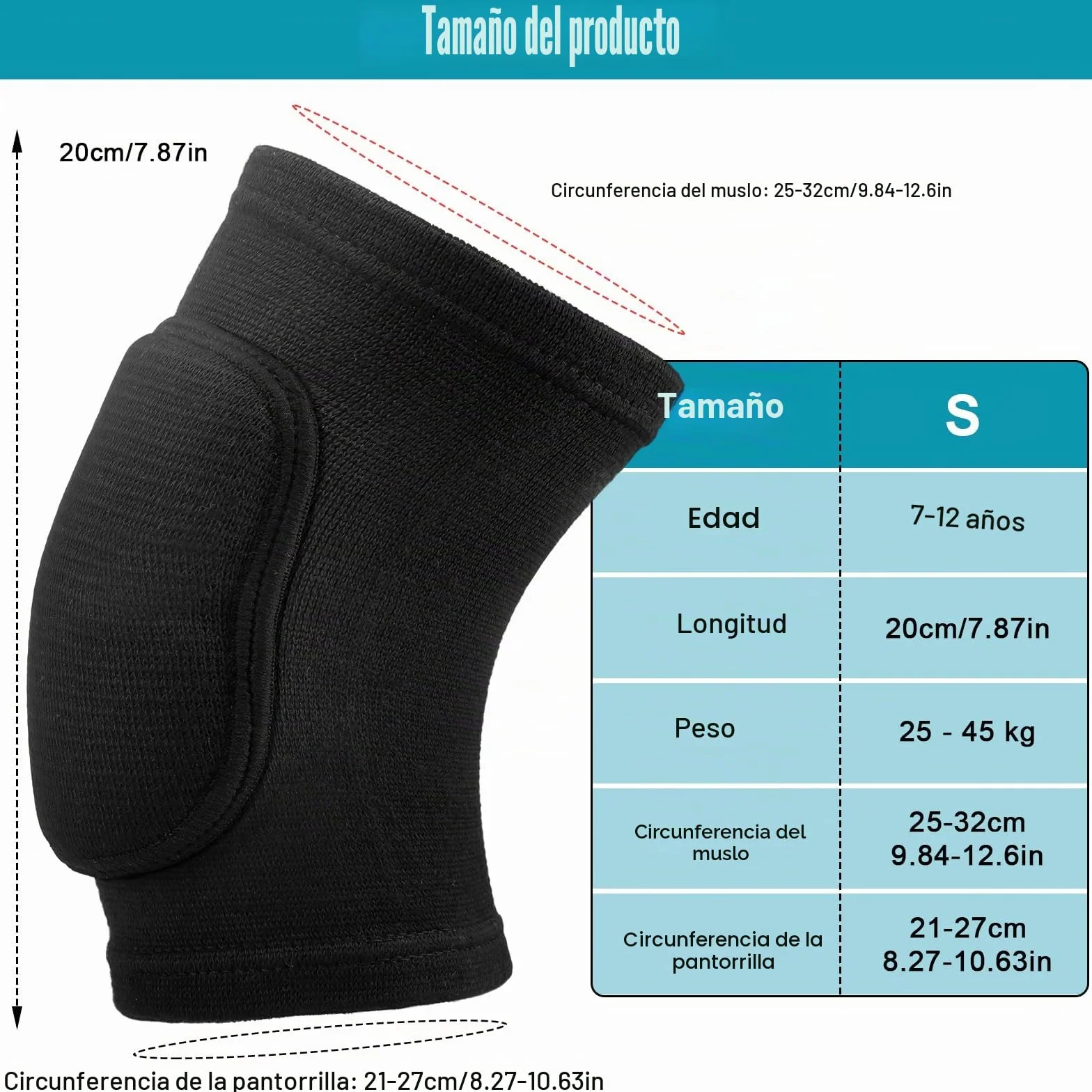Rodilleras Voleibol Niños Antideslizantes Acolchadas Espuma Talla S 25-45 kg