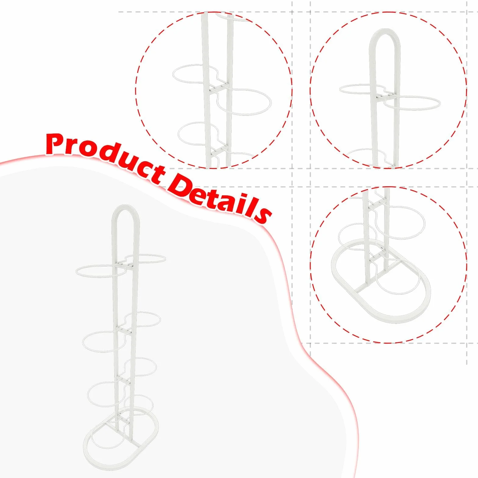 Soporte Vertical 8 Niveles para Almacenamiento Balones Fútbol Organizador Deportivo Portátil Blanco
