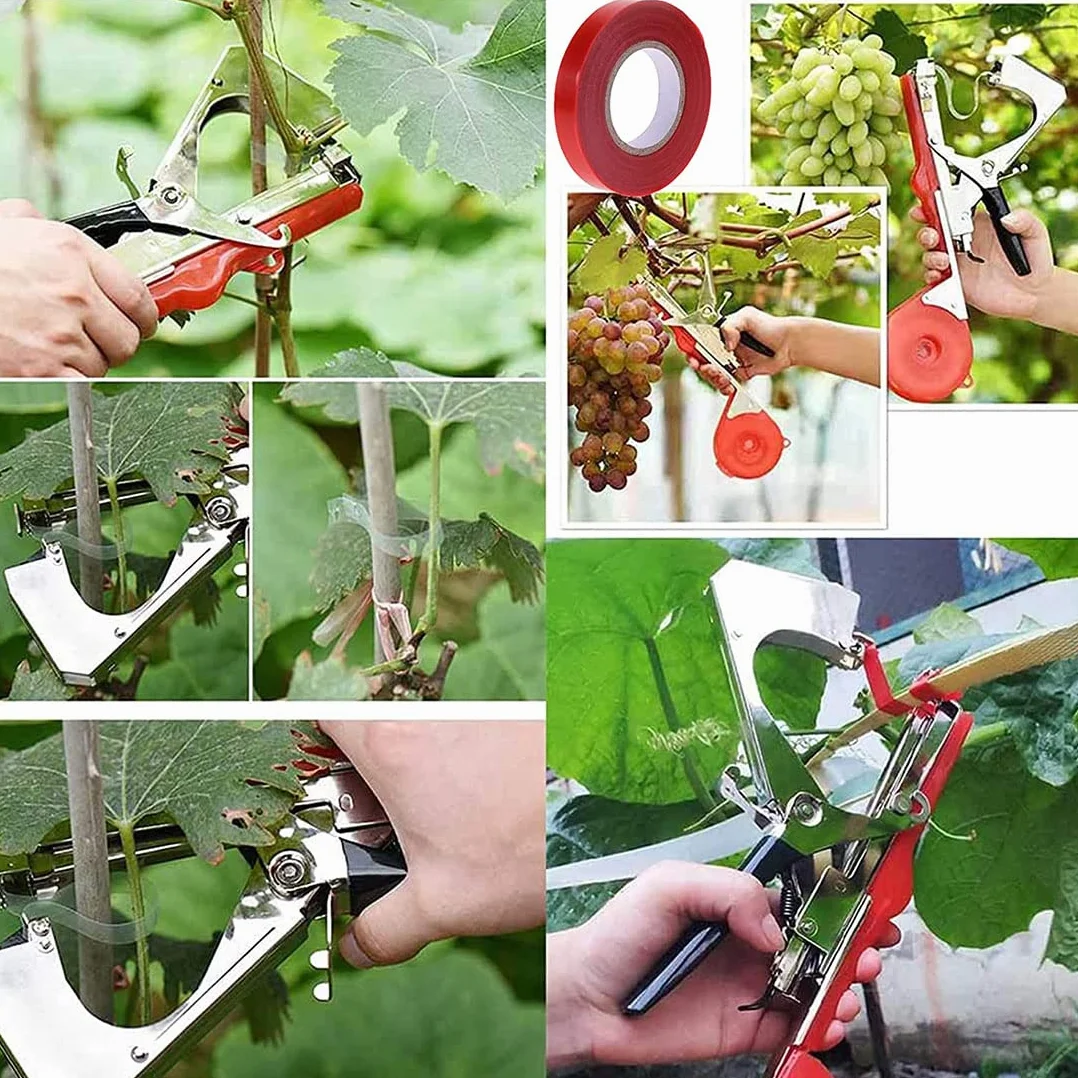 20 Rollos de Cinta para Atar Plantas + 10000 Grapas, Accesorios Universales para Máquina Atadora, Kit de Entutorado para Tomates, Vides, Pepinos, Flores, Ideal para Jardín e Invernadero