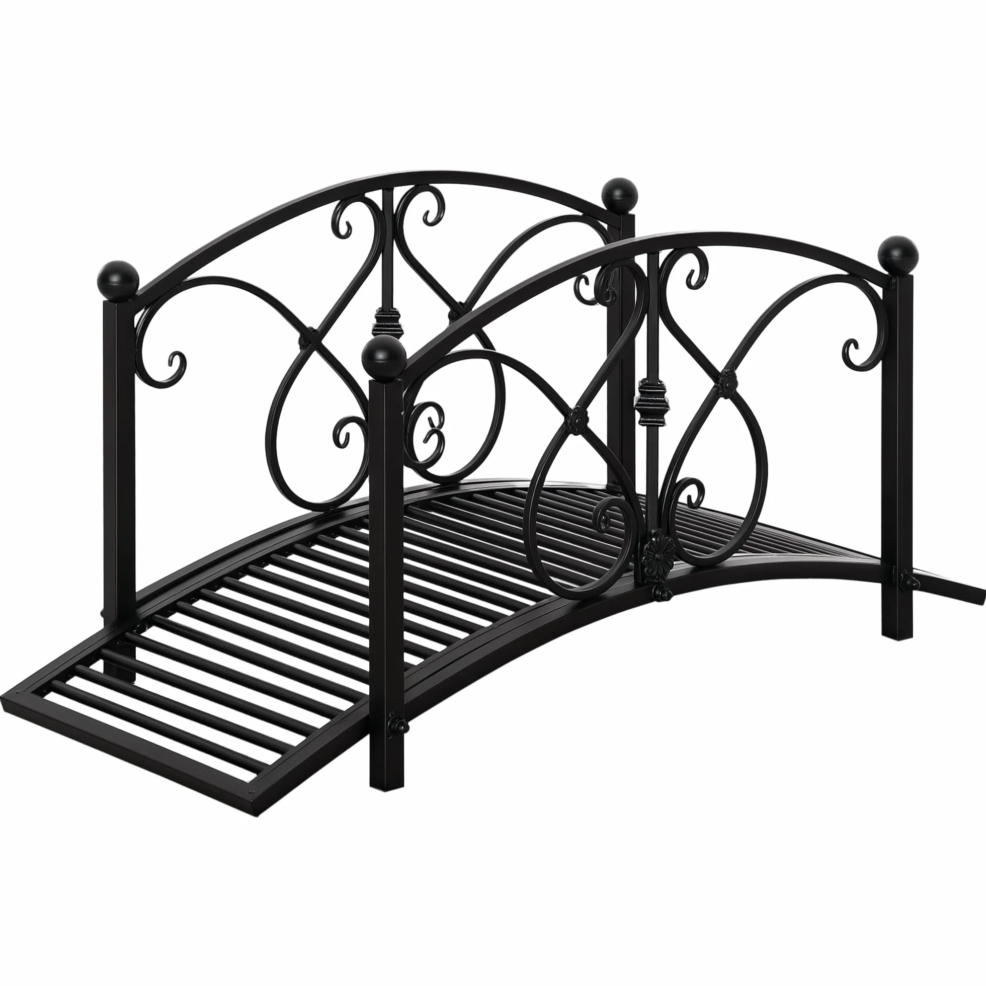 Outsunny Puente de jardín, puente de estanque con barandilla de seguridad, puente decorativo de hasta 100 kg, puente decorativo, para jardín, parque, patio trasero, 102 x 48 x 49 cm, color negro