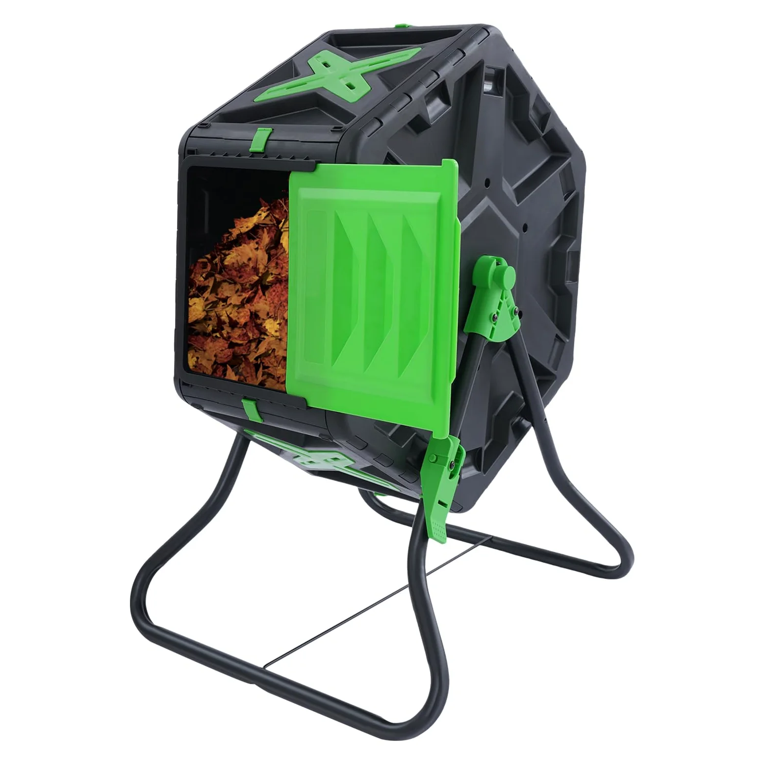 Compostador giratorio de 70 litros, contenedor de compostaje giratorio, para jardín, compostador rápido giratorio, para residuos de cocina, hierba triturada, hojas, paja, virutas de madera, ramas, etc