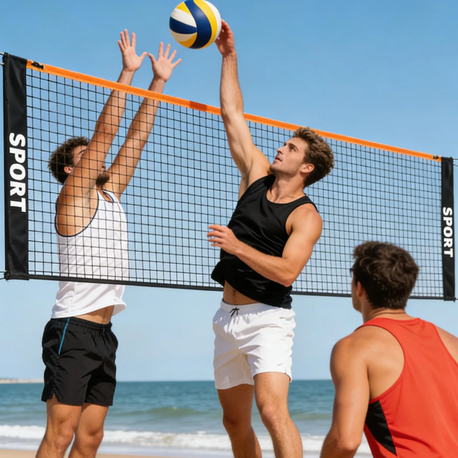 Red Portátil de Bádminton Plegable Altura Ajustable Resistente a la Intemperie 3/4/5 m para Vóleibol Niños Adultos Playa Piscina Interior Exterior