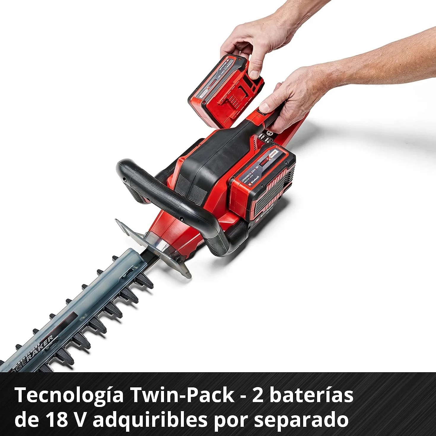 Einhell Cortasetos con batería GE-CH 36/65 Li-Solo Power X-Change (36 V, 65 cm de Longitud de Corte, 30 mm Distancia Entre Dientes, Mango Giratorio, colector de Recortes, sín batería)