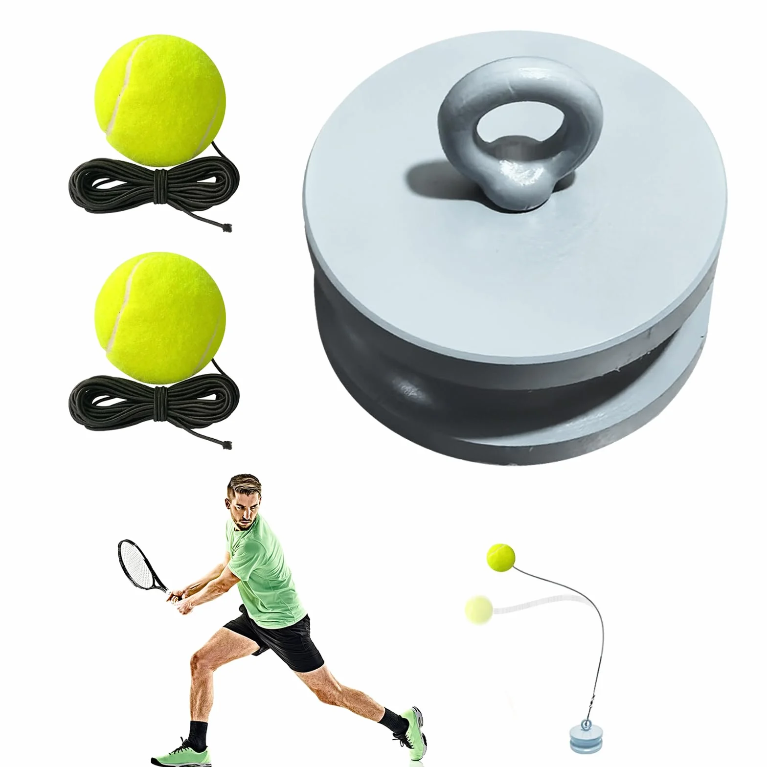 Set De Entrenamiento De Tenis con Base Metálica 1,2 kg y 2 Pelotas De Rebote