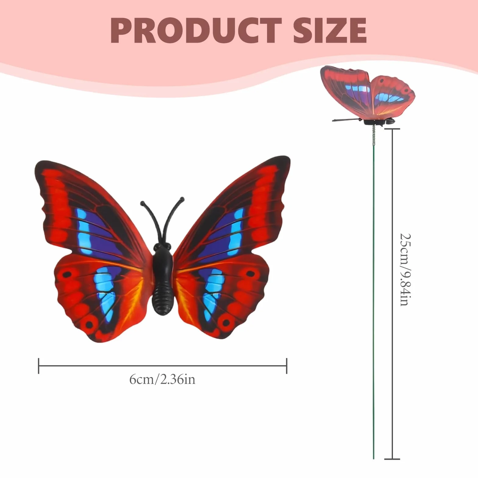 50 Piezas Estacas de Mariposas de Jardín, Estacas de Mariposa Impermeables, Mariposa Coloridas Alfileres de Flores para Exteriores Patio Plantador Maceta Primaver Jardín Decoración