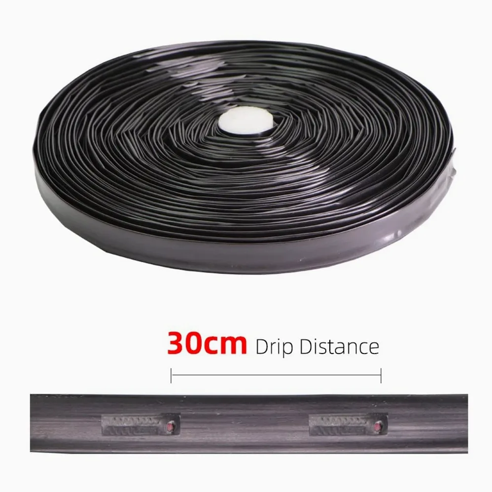 Cinta de riego por goteo T, Cinta de goteo plana DN16 PE, espesor de 0,2mm, espaciado de emisor, 100-400mm, longitud de 20-100m(Space 300mm,DN16 100 Meters)