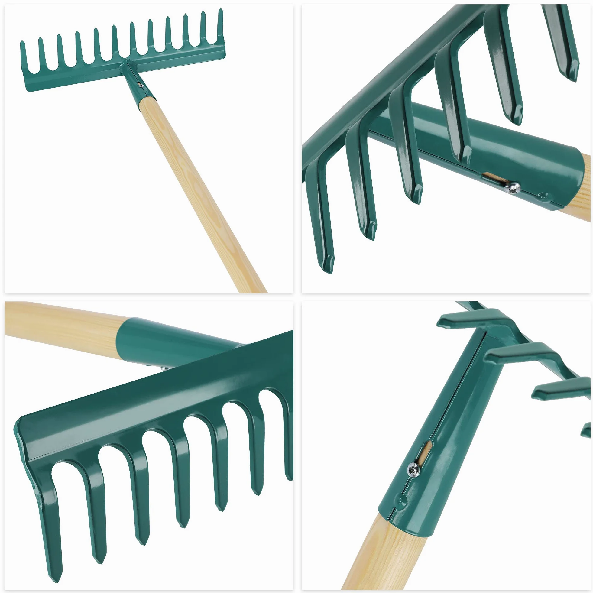 KADAX Rastrillo para mujer, rastrillo plano con mango largo, rastrillo de césped para jardín, piedras, rastrillo, rastrillo, herramienta de jardín, herramienta de jardín, rastrillo de heno, con cabeza