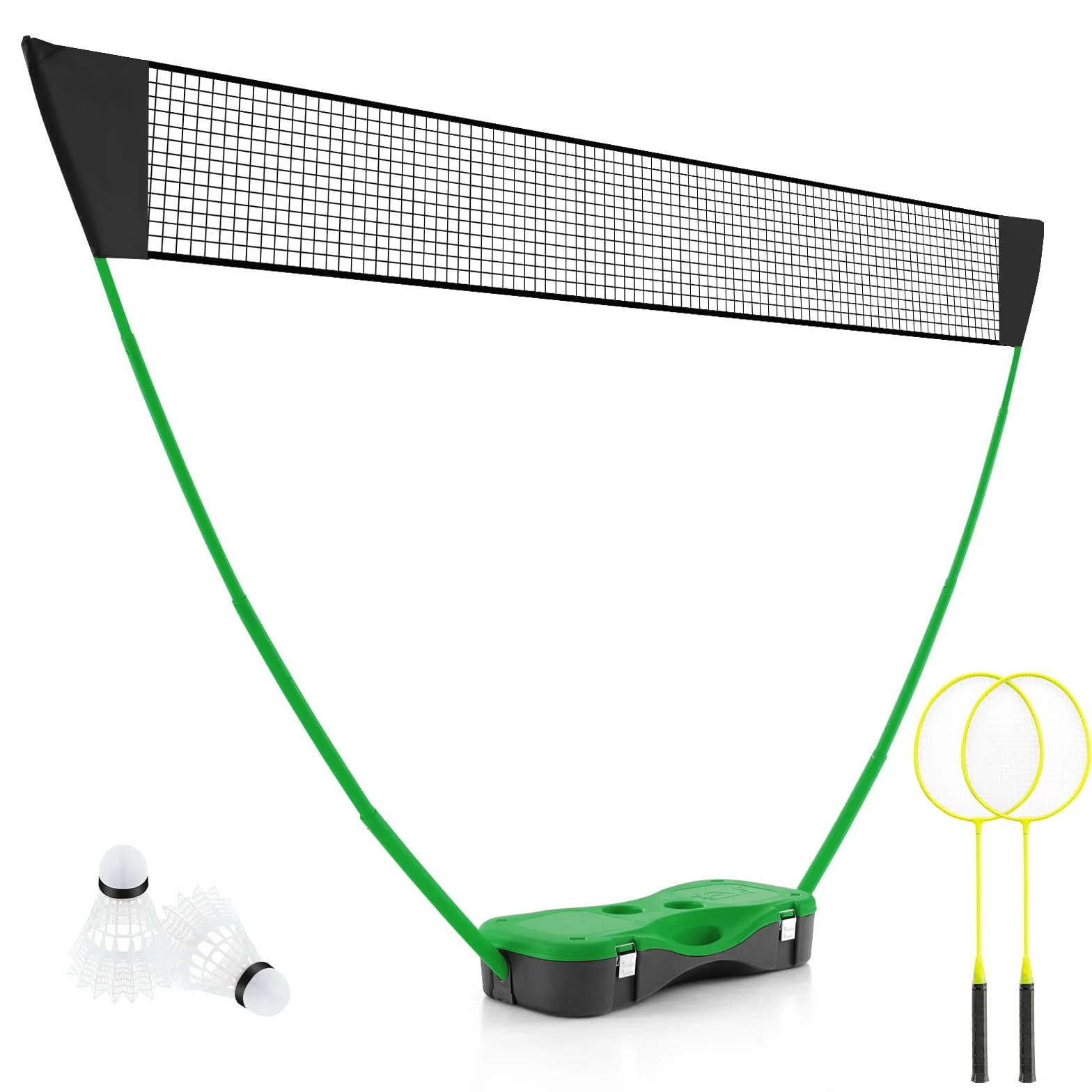 LIFEZEAL Juego de bádminton portátil con soporte de red, 2 raquetas, 2 volantes y caja de almacenamiento