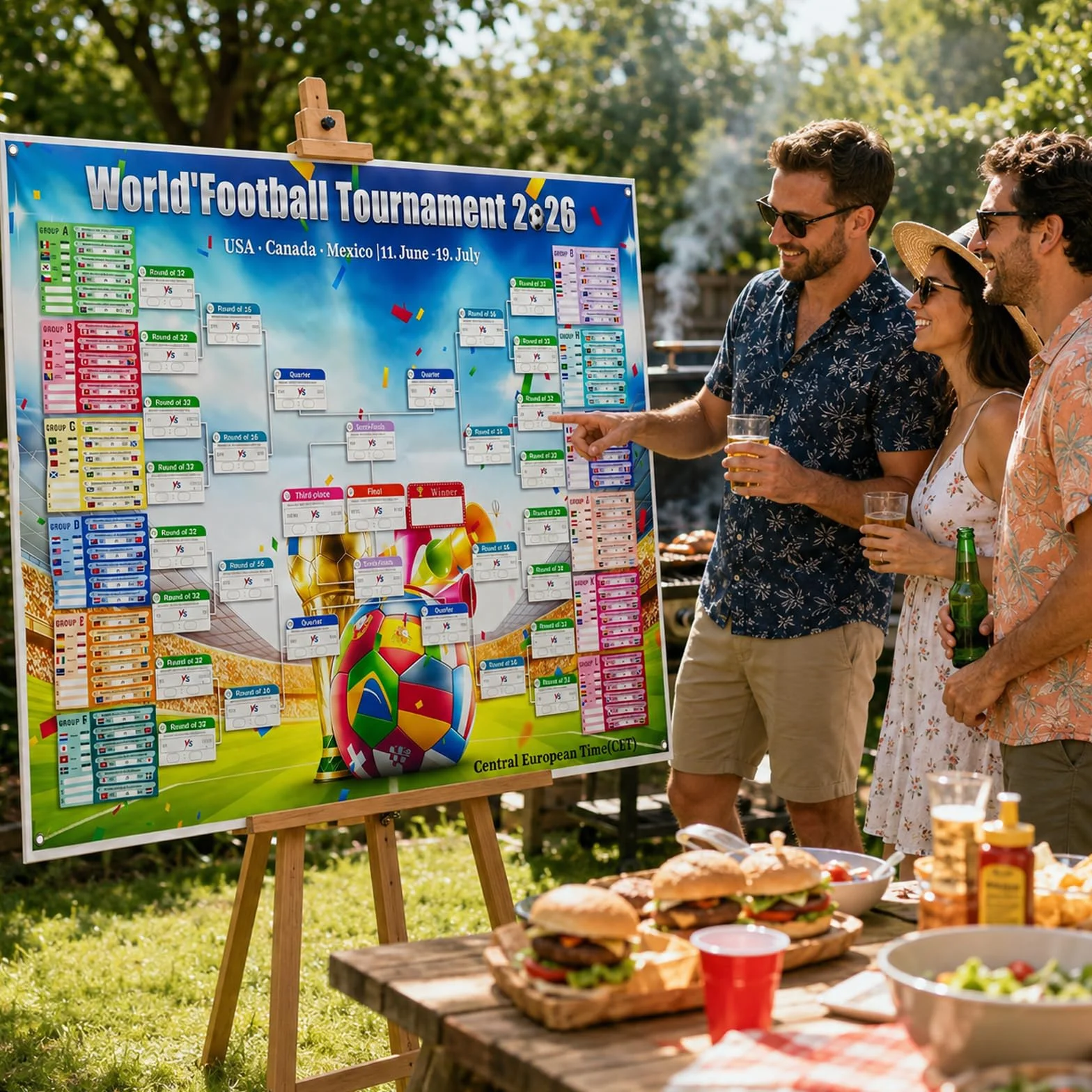Efymosce Poster Calendario de la Copa del Mundo de Fútbol 2026, 150x100cm, Planificador para Bar