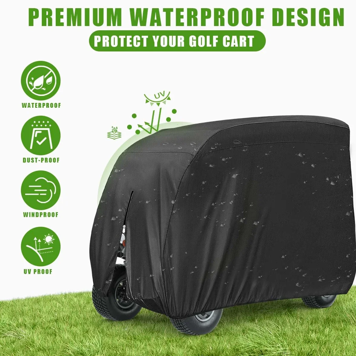 KISEER cubierta impermeable 400D para carrito de golf EZ GO Club Car Yamaha, a prueba de polvo (negro)