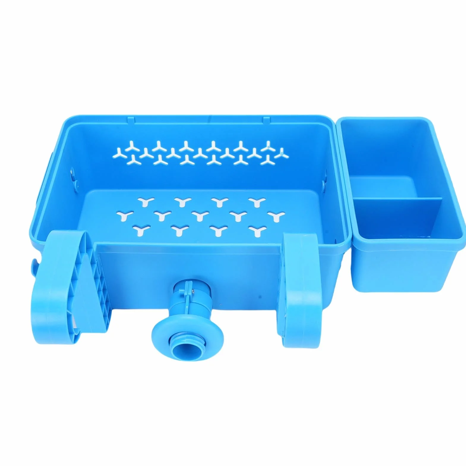 Cesta de Almacenamiento para Piscina con Portavasos, Organizador Colgante de Plástico, Accesorio de Gran Capacidad para Piscinas Elevadas y Espacios Al Aire Libre (BLUE)