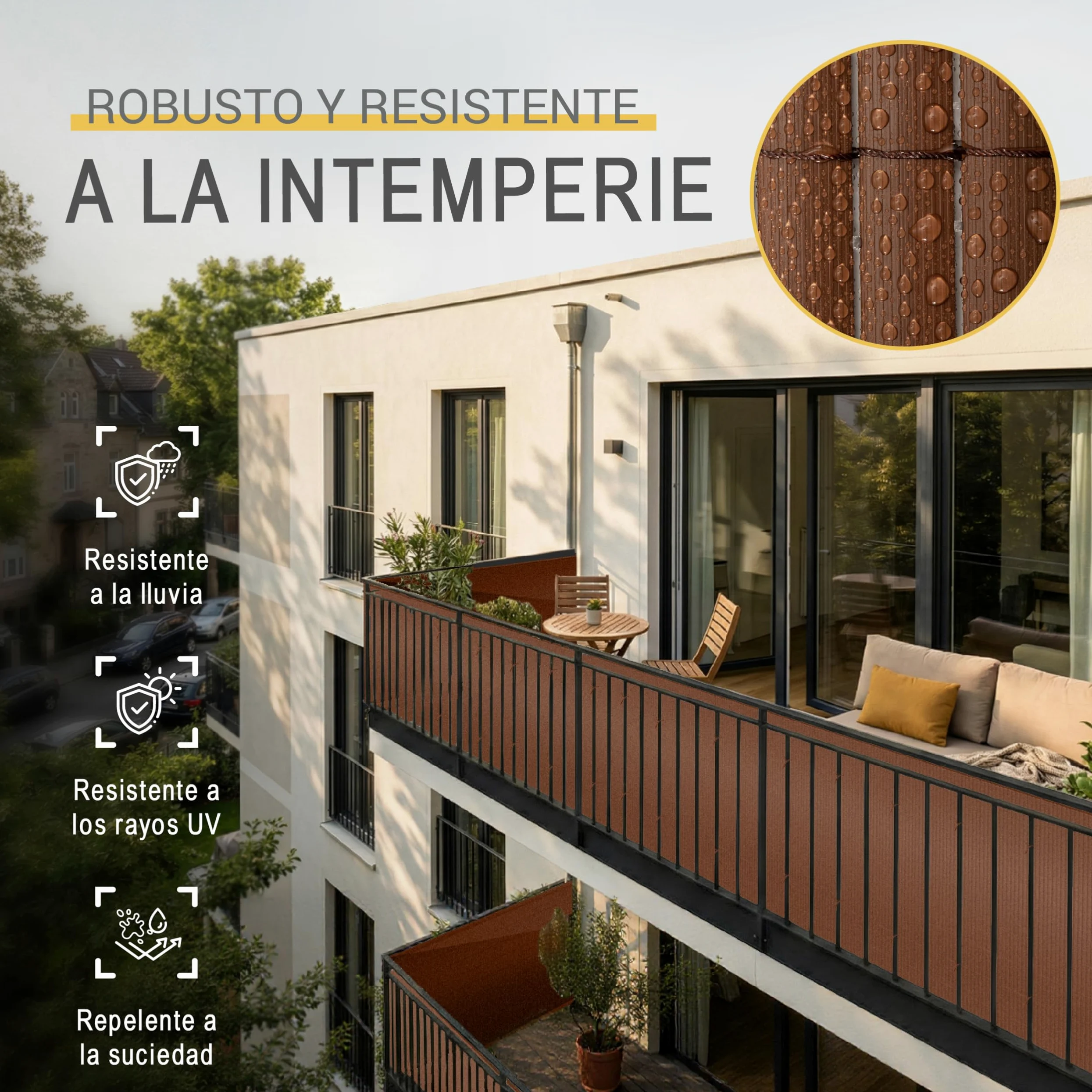 Sol Royal PVC Cañizo Jardin Ocultacion Exterior 140x300 cm Triple Refuerzo – Valla Privacidad con Clips y Perfil Remate – Pantalla para Balcón Resistente a Intemperie y Rayos UV – Marrón