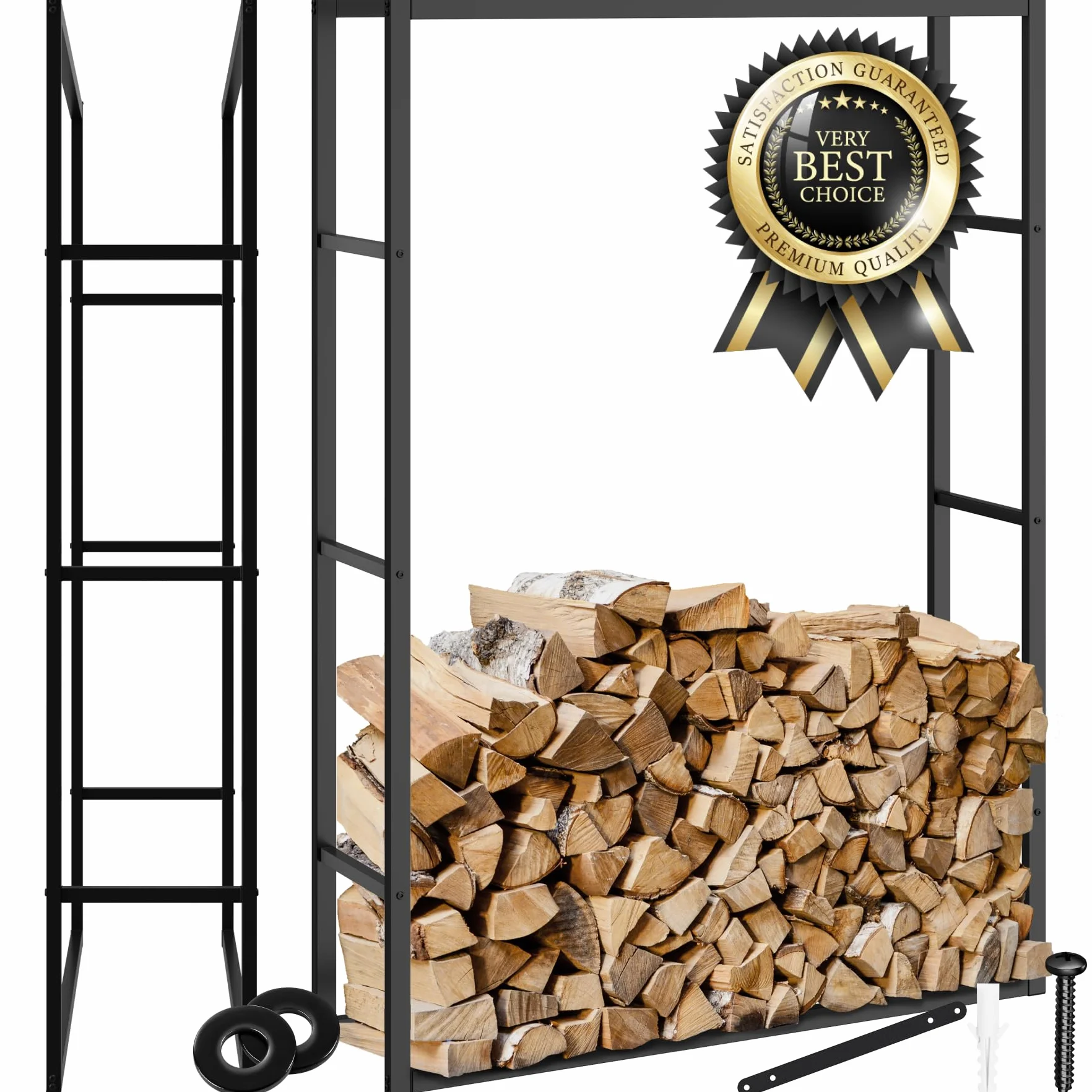 tectake® Leñero Interior y Exterior, Diseño Industrial, Estructura de Acero, Gran Espacio de Almacenamiento, Leñero Estable Protección Antivuelco, para Chimeneas y Estufas de Leña