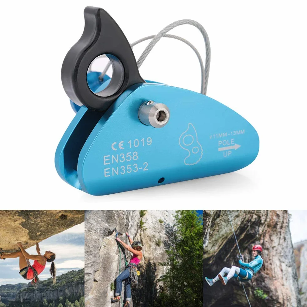 Ascensor de Escalada con Parada de Frenado Automático, Abrazadera de Cuerda, Agarre de Rescate y Anillo de Rappel
