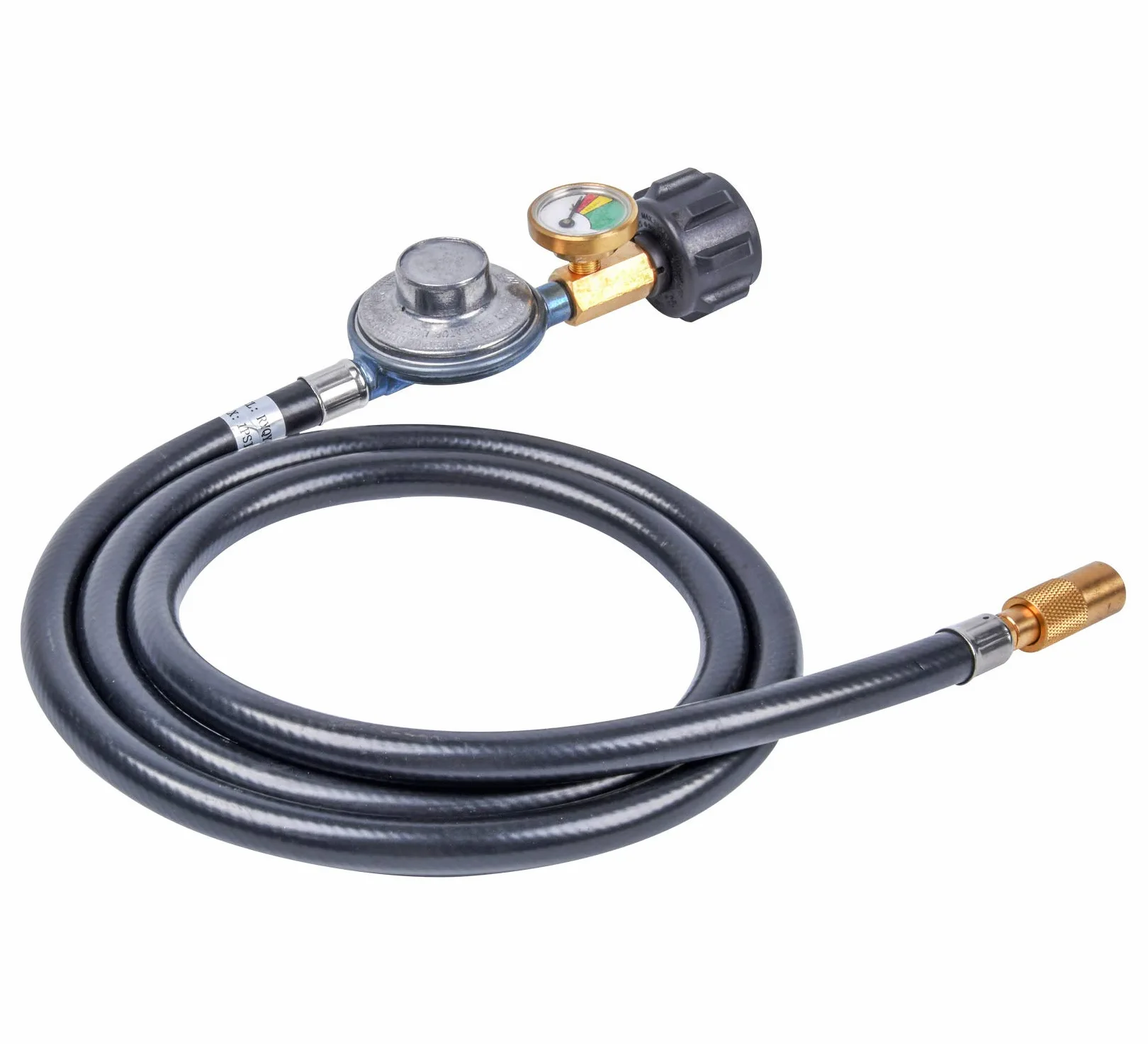 GasSaf Regulador de propano de 5 pies con manguera, regulador de planchas y medidor adecuado para parrilla de mesa Blackstone de 17 pulgadas/22 pulgadas, parrillas de gas Pit BOSS de 2 quemadores