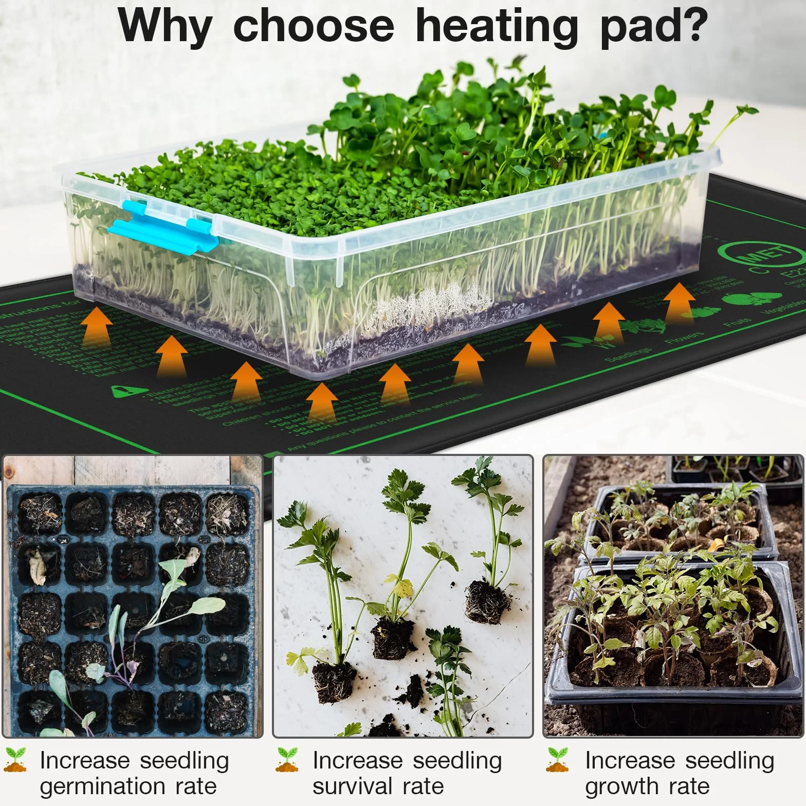 Mojimdo 50W Estera de calefacción Plantas con termostato - Calefacción rápida, protección contra Incendios, Estera de Calor para la germinación y la regulación de la Temperatura