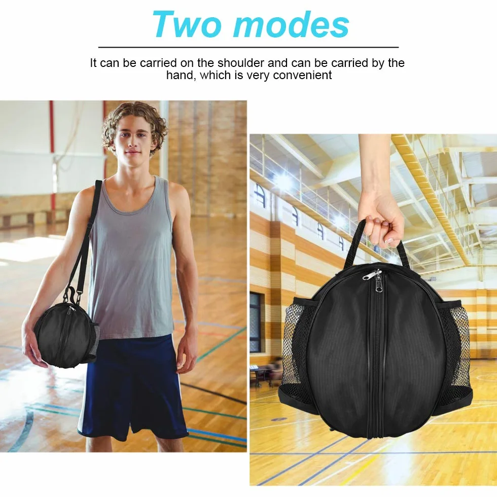 Bolsa de Baloncesto Impermeable, Bolsa de Hombro con Bolsillo de Bola, Negra