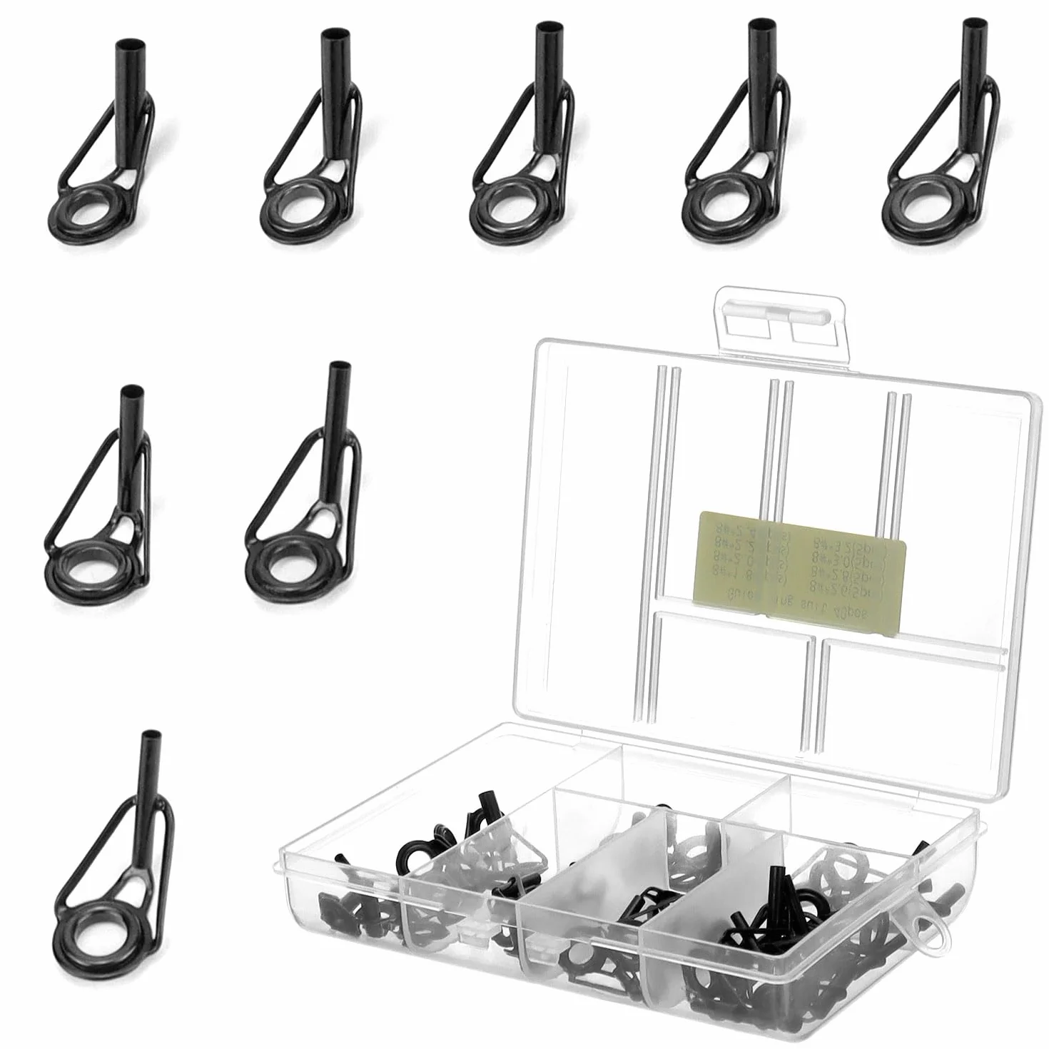 QWORK® 40 Piezas Anillos de Punta de Caña de Pescar 8 Tamaños Cerámica Acero Inoxidable