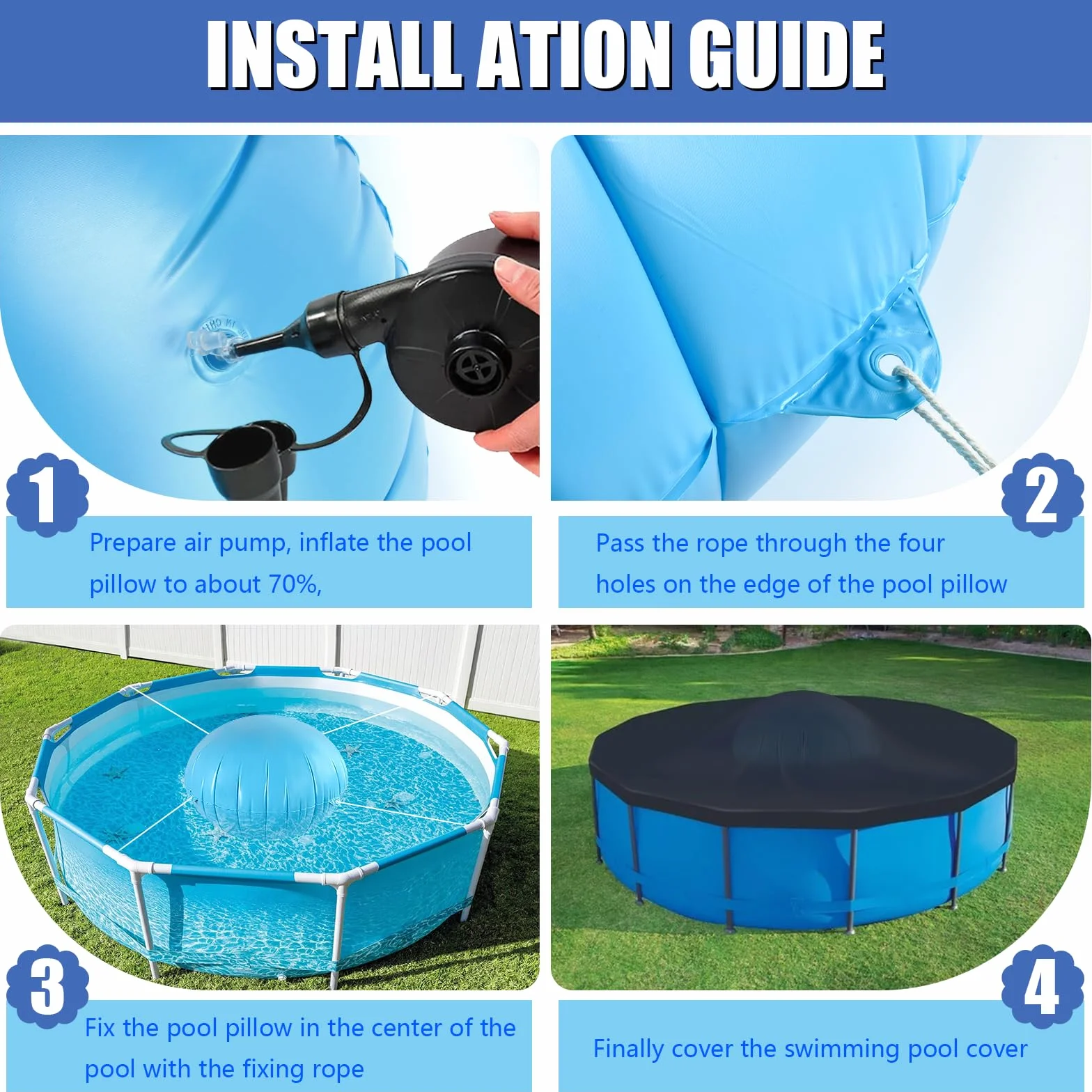 Cojín de Piscina Invierno, 4 Pies/120 CM Cojín de Aire de Piscina, Cojíns de Invierno para Piscinas, Adecuado para Proteger Piscinas Durante El Inviernos Y Las Inclemencias del Tiempo