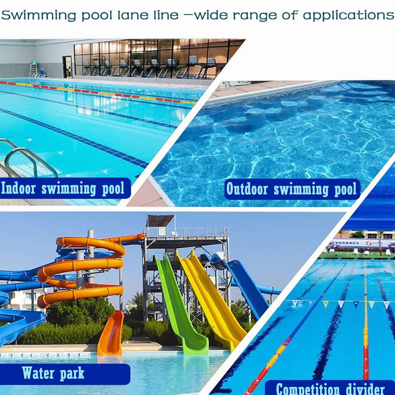 Línea flotante segura para piscina, marcador de carril para piscinas enterradas, extremo poco profundo, 77 m, accesorio de piscina
