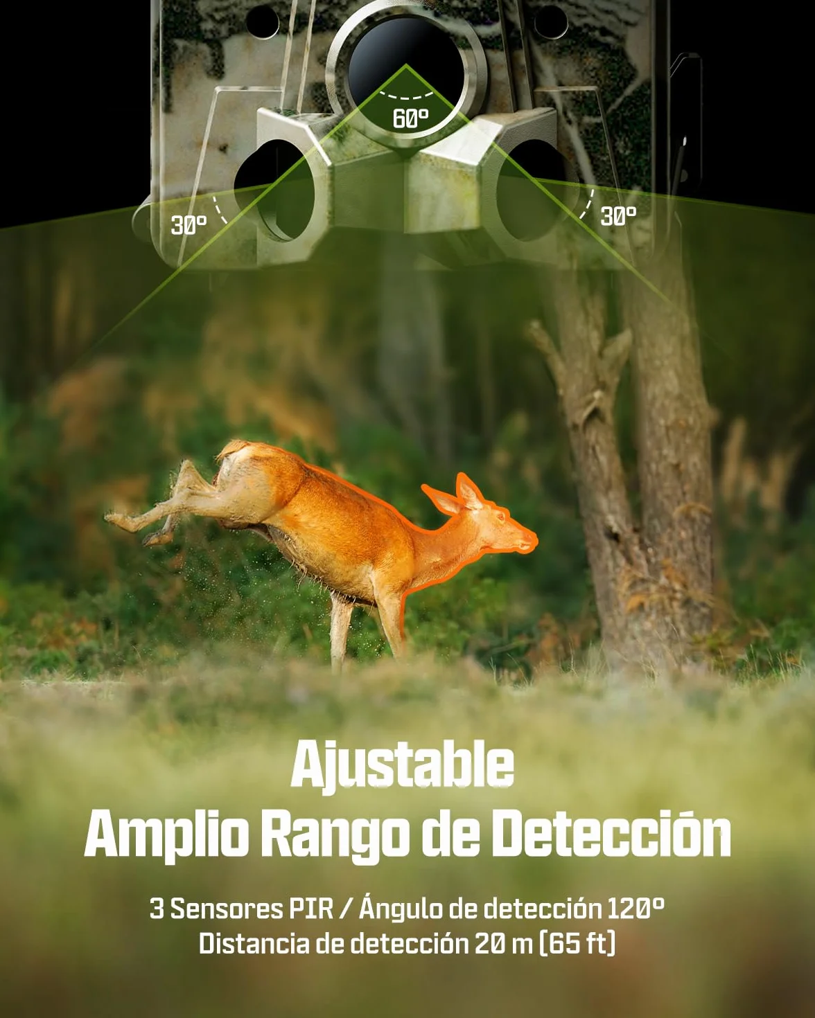 CEYOMUR 4K UHD Cámara de Caza Nocturna Solar WiFi 6 con Detección 120°, Batería 5200 mAh, IP66