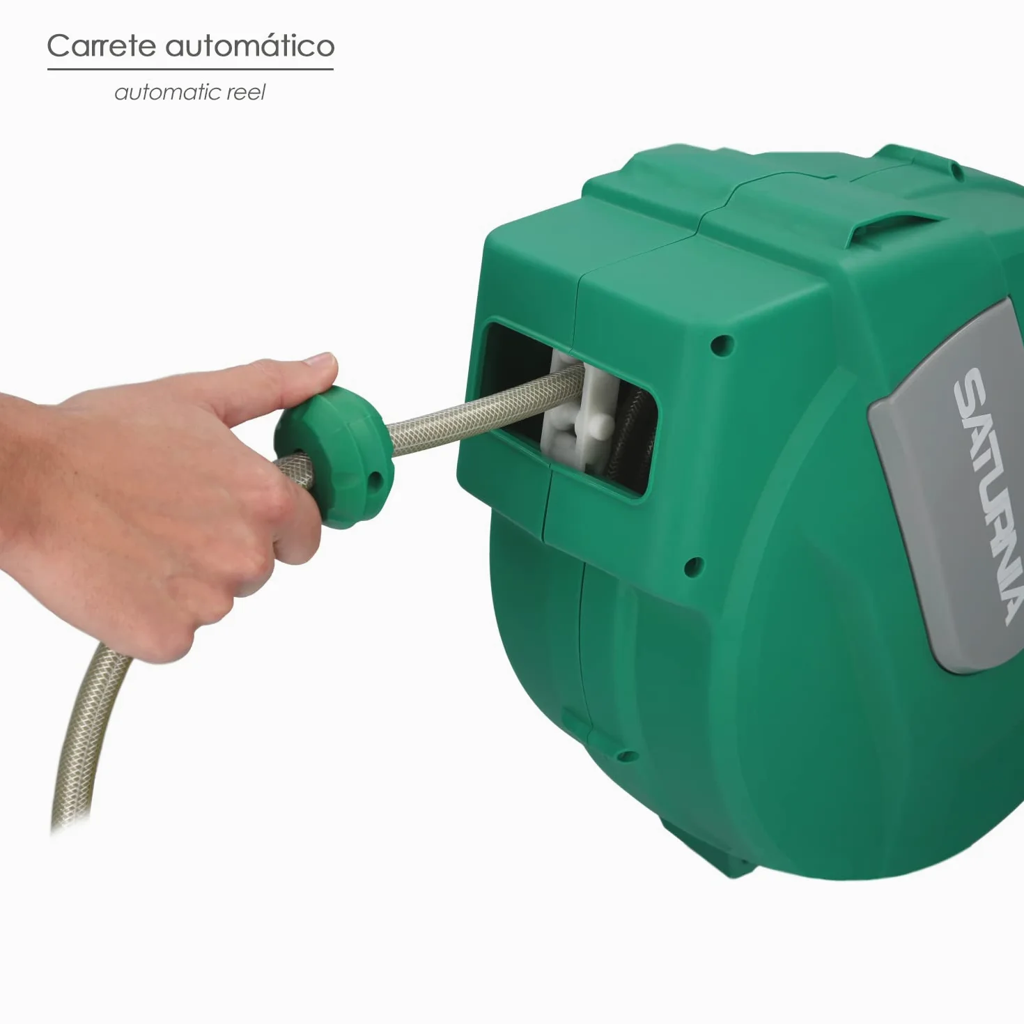 SATURNIA Enrollador Automatico Manguera Para Jardin. Recogedor Manguera Automatico, Porta Mangueras Jardin Manguera De 20 Metros