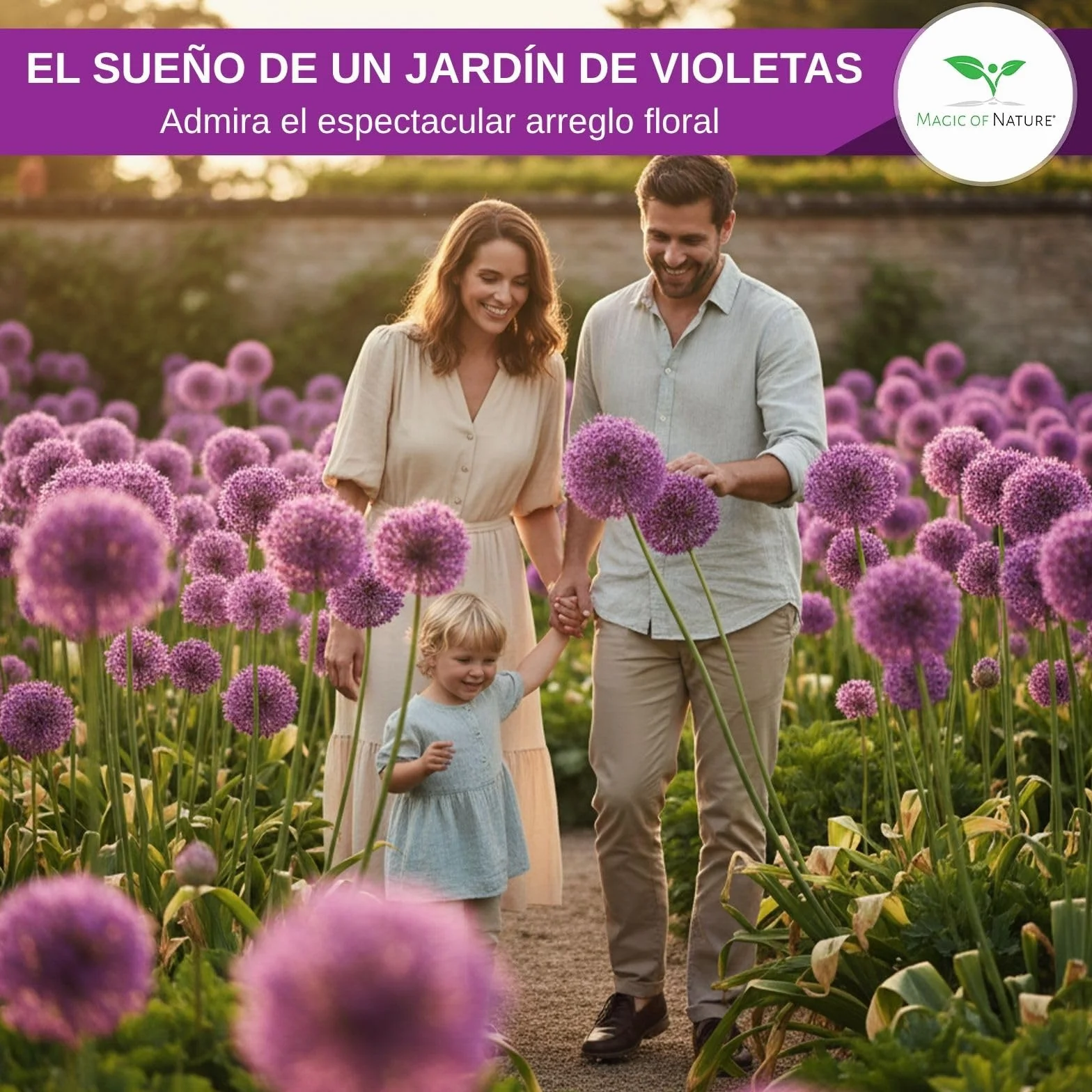 Magic of Nature Semillas de Allium Gigante (30 uds) Allium giganteum, Resistente y Perenne - Flores Violetas hasta 150cm para tu Jardín