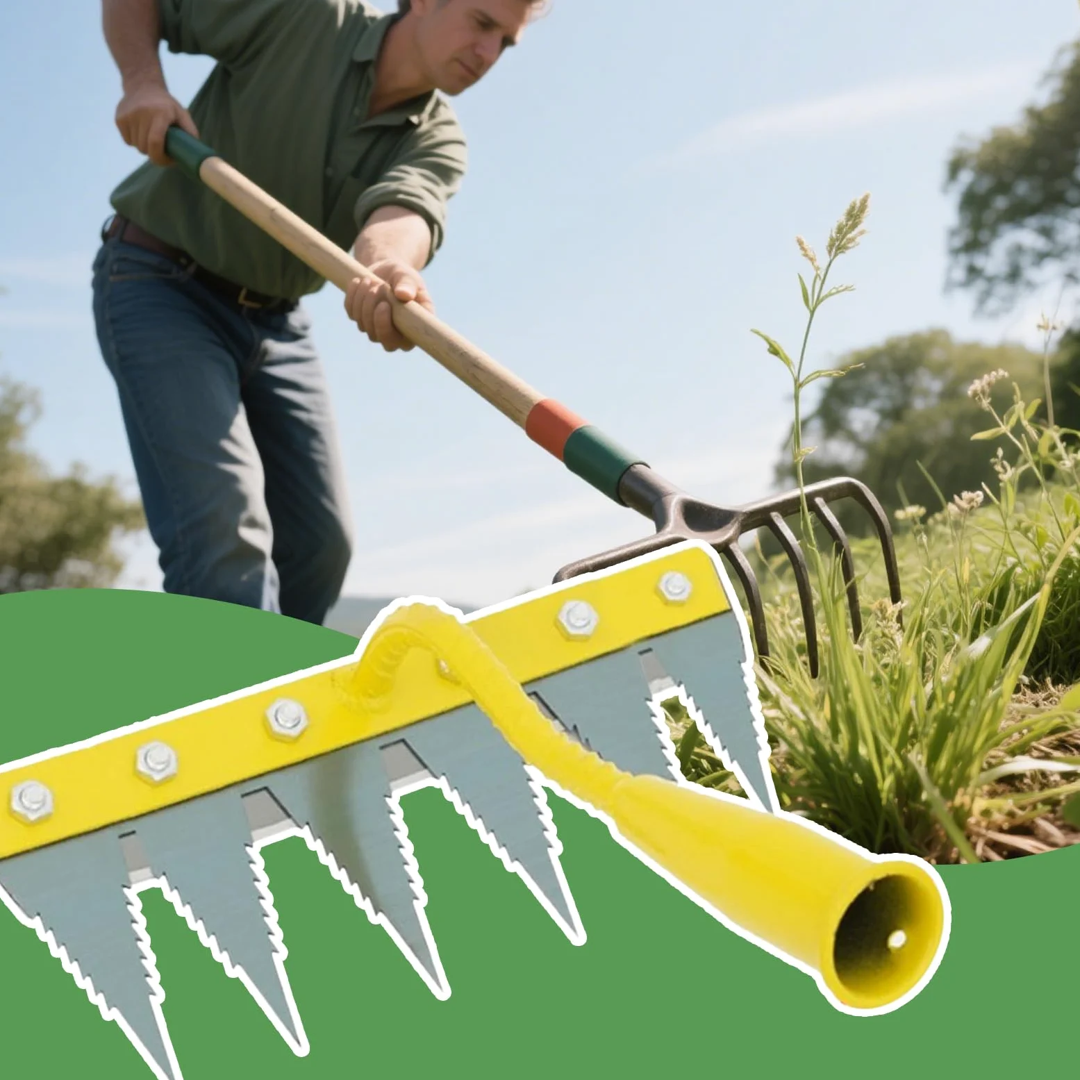 Rastrillo desbrozador para jardín,Herramienta Resistente para escardar | Herramienta arrancadora de Hierba,para Exterior jardín césped Patio Macizo de Flores Invernadero vivero frutal