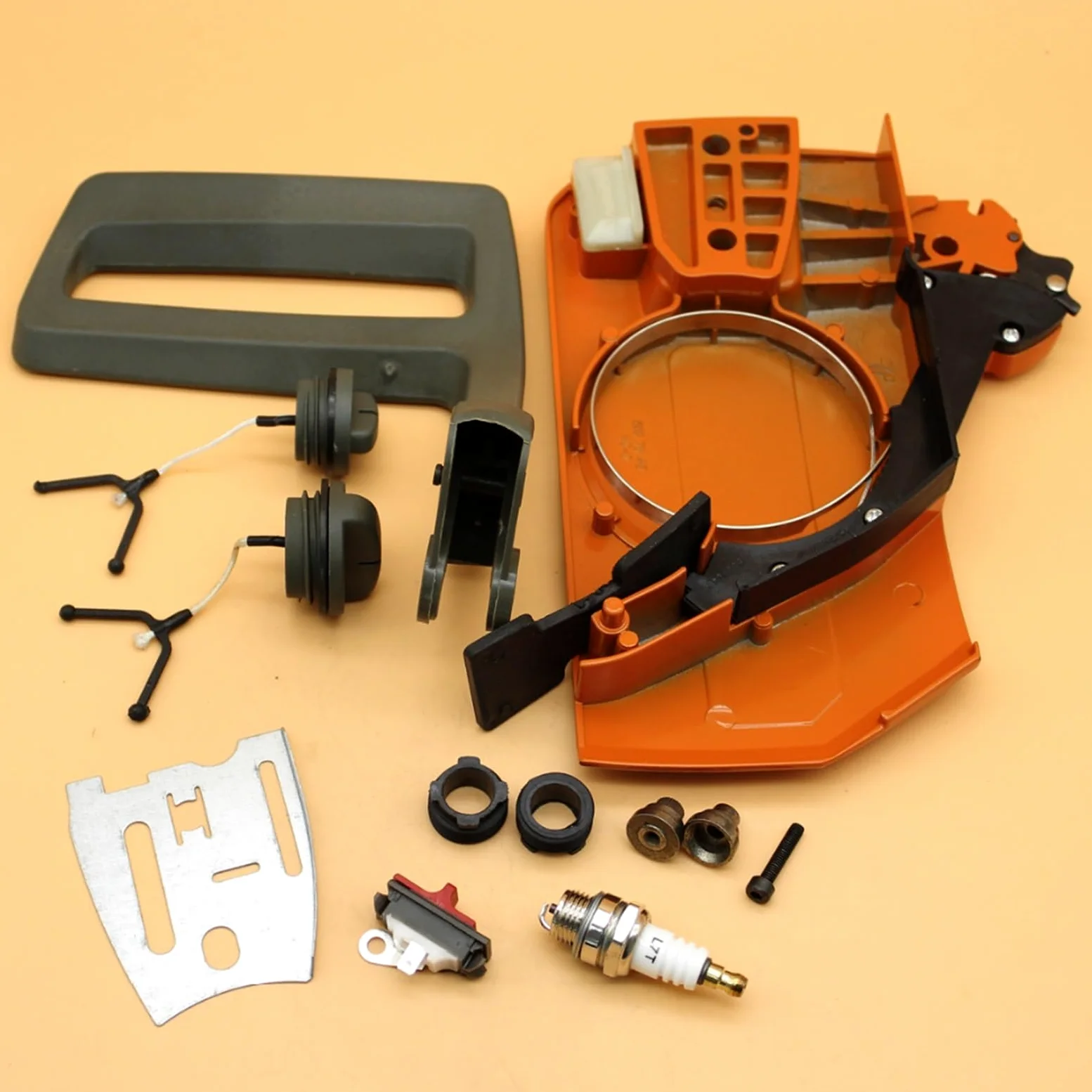 Cubierta de Embrague, Placa de manija de Freno, Engranaje helicoidal, Conjunto de Tapa de Aceite de Combustible Apto for Husqvarna 268 272 XP 266 66 61, Piezas de Repuesto de Motosierra