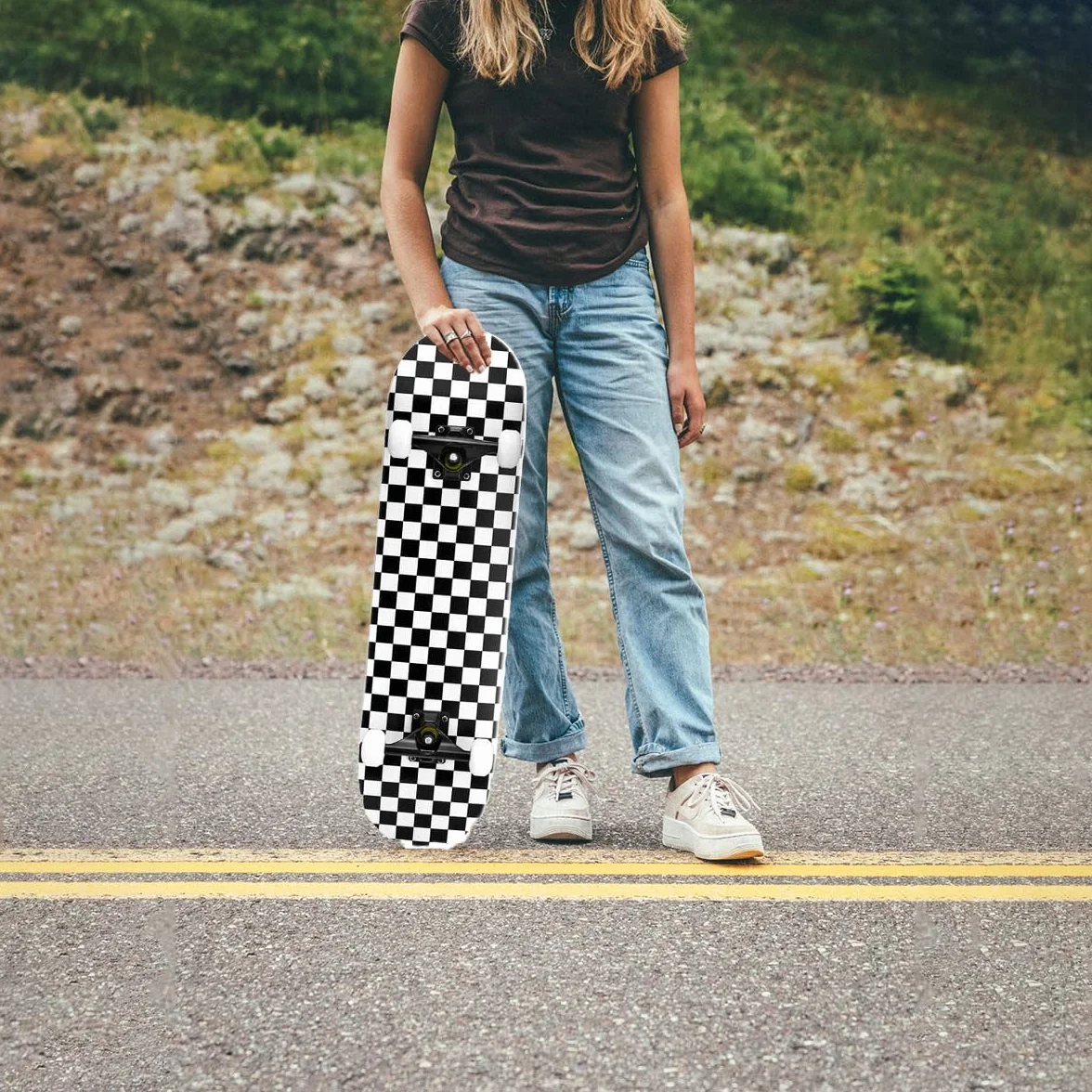 ERNAN Skateboard Completo 31x8 Pulgadas 7 Capas Madera Arce ABEC-7