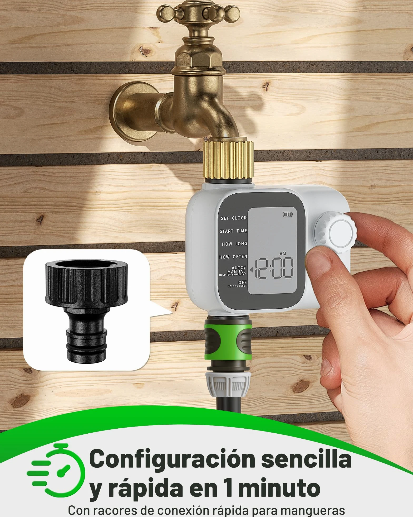 Programador de riego Unistyle | Nueva Edición 2026: Temporizador Riego Automático del Jardín, Manejo Sencillo e Intuitivo, Conexión de Latón de Alta Resistencia, Programas de Riego Flexibles