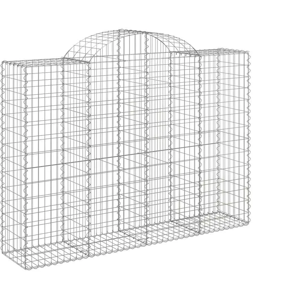 Gaviones con arco alto, 3 unidades, 200 x 50 x 140/160 cm, hierro galvanizado, para barreras de jardín y protección visual como pared decorativa de gaviones de alambre robusto