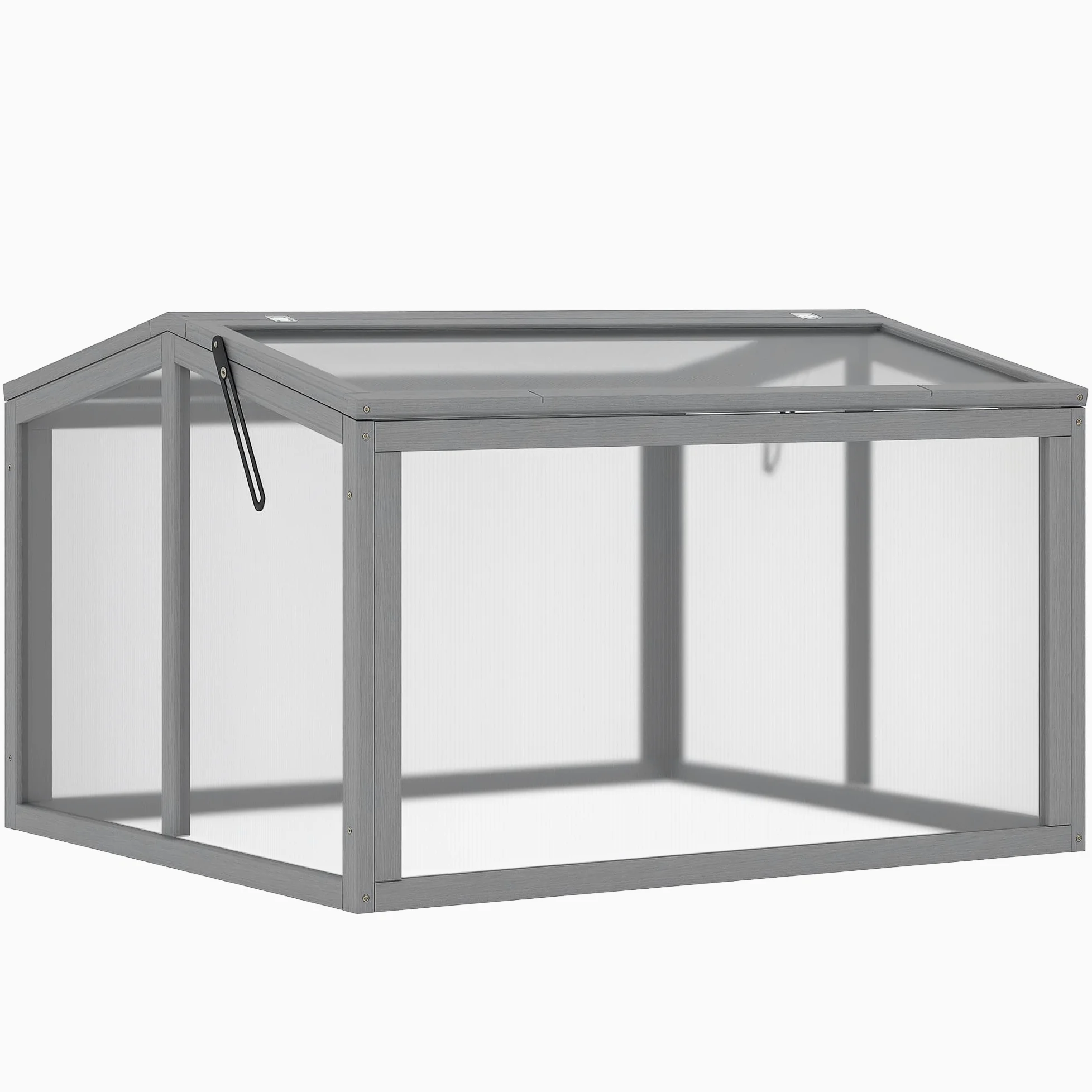 Outsunny Invernadero frío con Cubierta 90x80x58cm Gris Claro | Invernadero, marco frío, cama de plantas, de madera y policarbonato, resistente a la intemperie