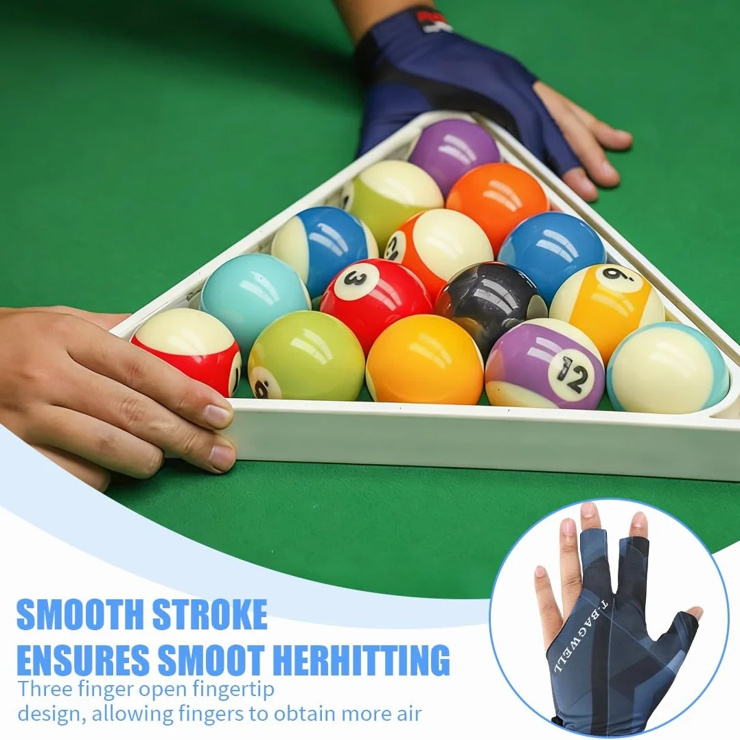 Guante De Billar Snooker 3 Dedos Ajustable Transpirable Antideslizante Mano Izquierda Accesorio
