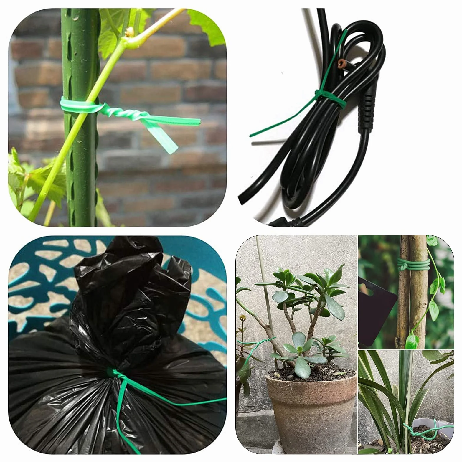 Alambre de jardín de 200 m, alambre verde, alambre para plantas, alambre de flores recubierto de plástico con cortador para jardinería, hogar, oficina