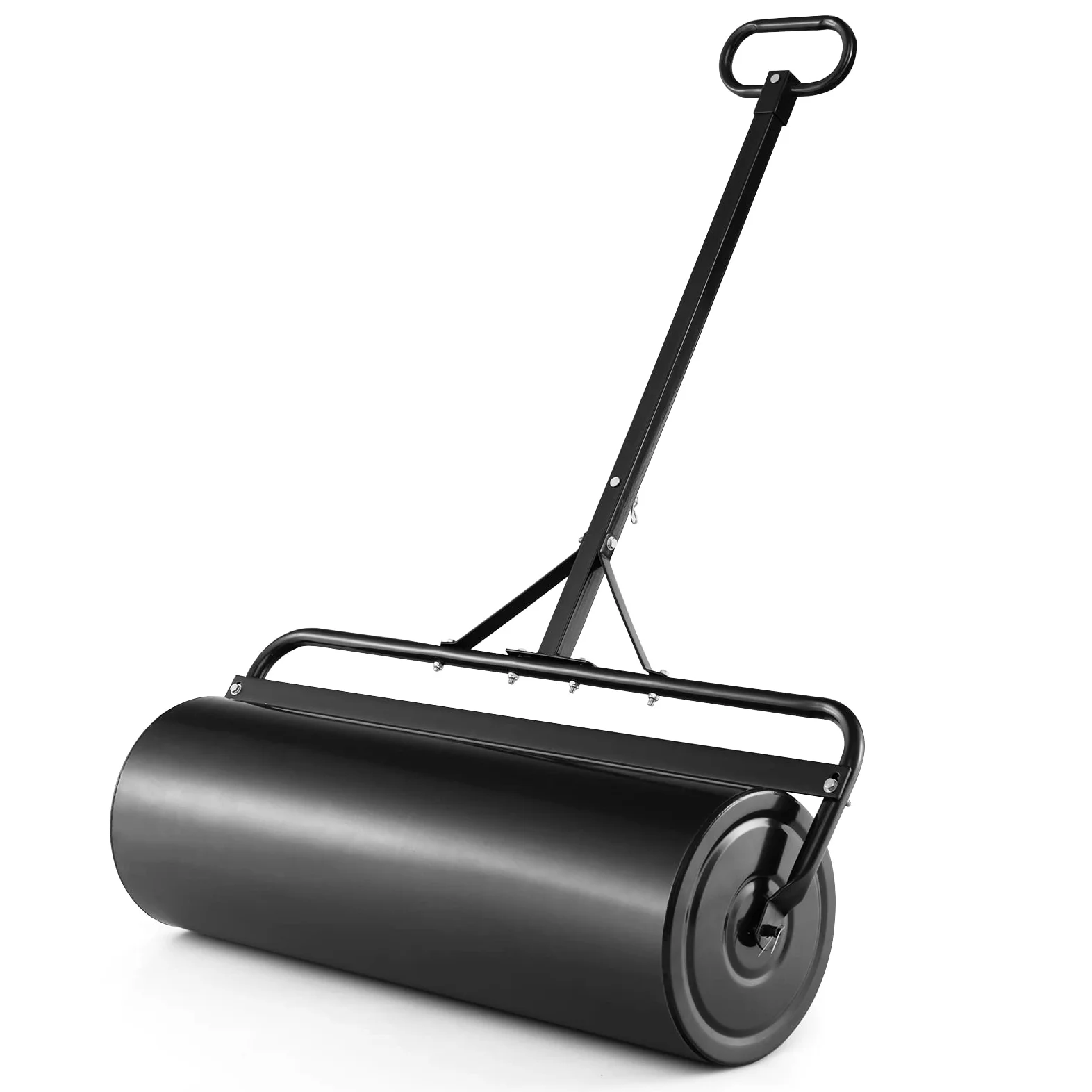Rodillo para césped de jardín de 48L/60L/63L, Herramienta de Empuje de Gran Capacidad para césped, Tambor Resistente y desagüe extraíble, se Puede llenar con Agua o Arena, Acero galvanizado