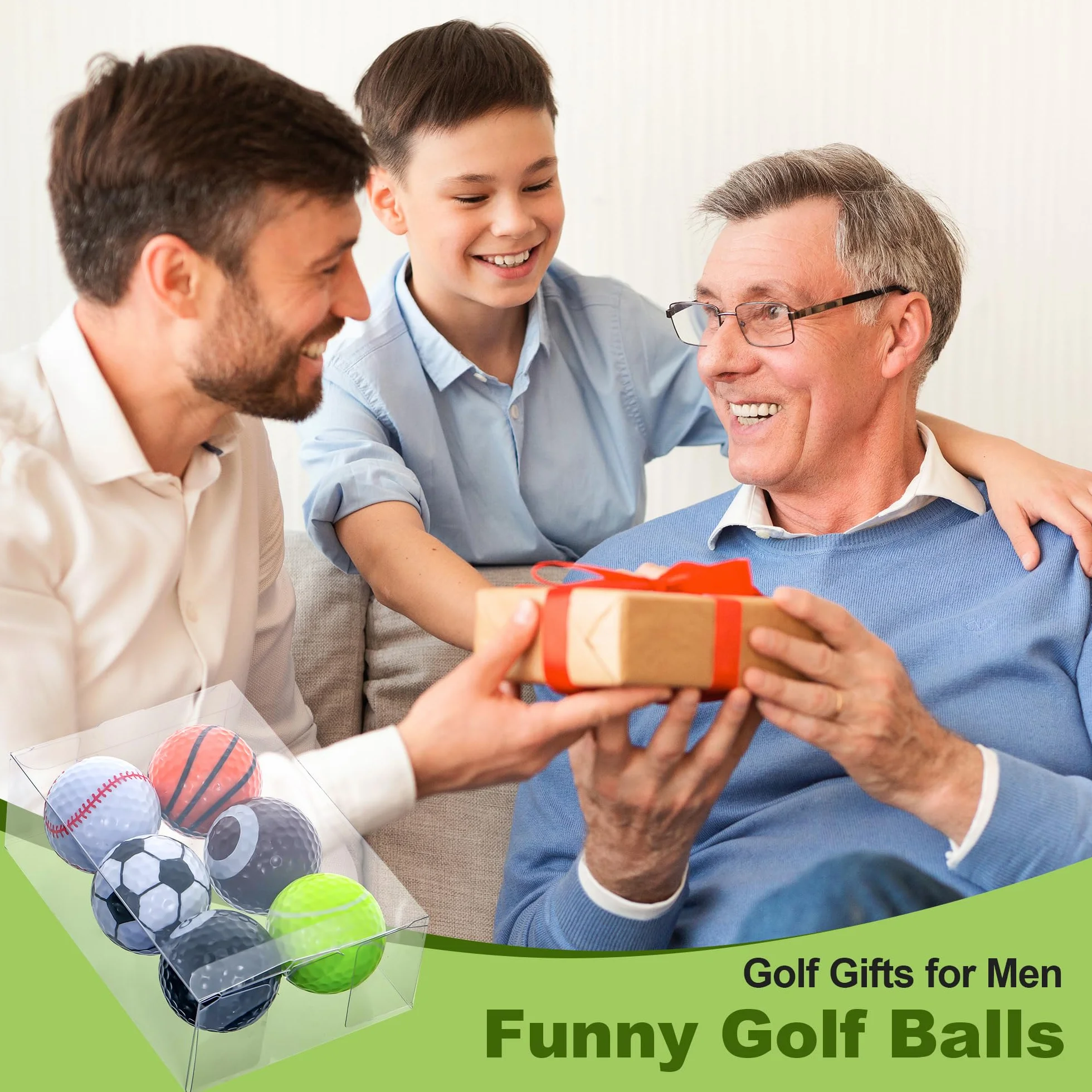 Bolas de Golf Divertidas con Cubierta de Resina y Núcleo de Goma, Regalos para Golfistas