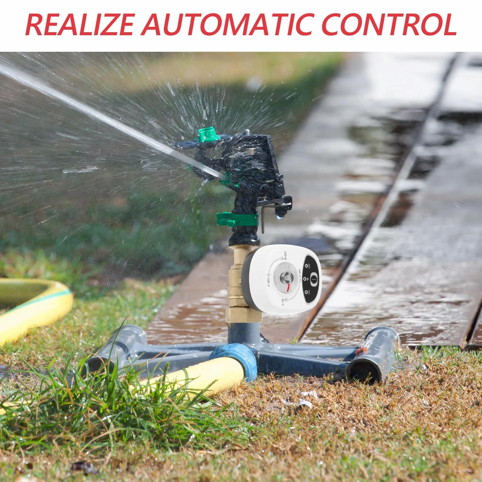 Hemobllo Válvula de Agua Inteligente Wifi Control Remoto con Temporizador y Sistema de Alarma Material PC y Abs, para Riego Automático y Cierre de Agua Seguro