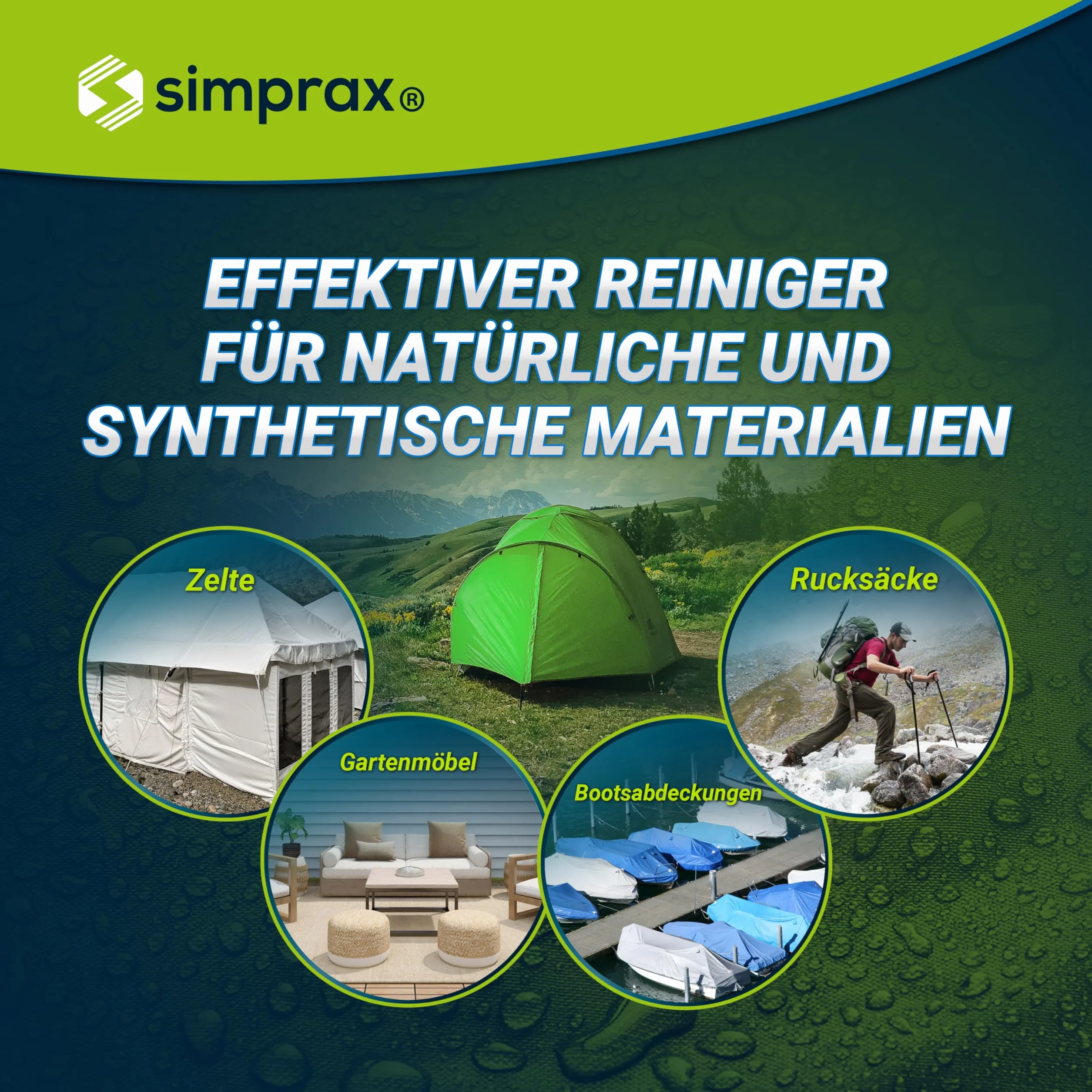 Gewebe Reiniger Para Toldos y Tejidos, Tiendas de Campaña, Muebles de Jardín & Lonas – PFC & Biodegradable – Detergente Elimina Moho Algas Verdes Excrementos & Manchas - 2,5 L