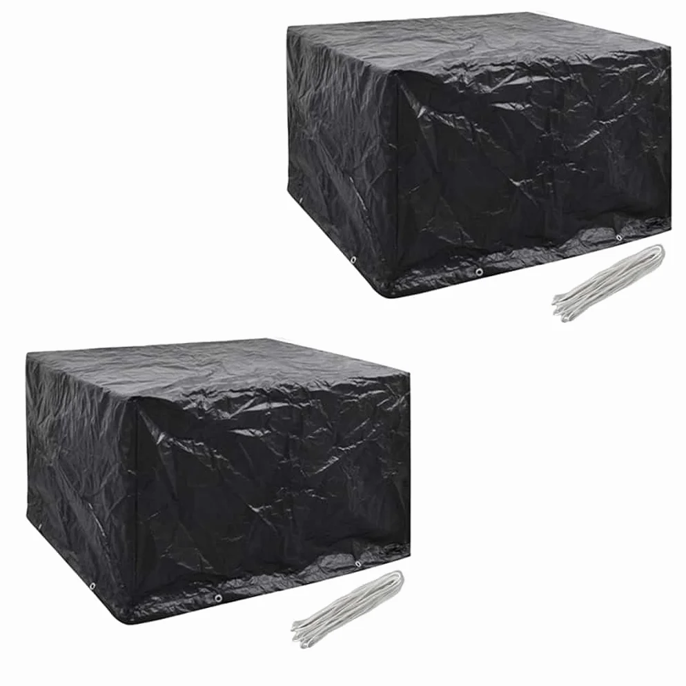 Juego de 2 fundas protectoras para muebles de jardín, 113 x 113 x 73 cm, con 8 ojales de aluminio, resistente a los rayos UV, para 4 personas, muebles de jardín, terraza, balcón, protección