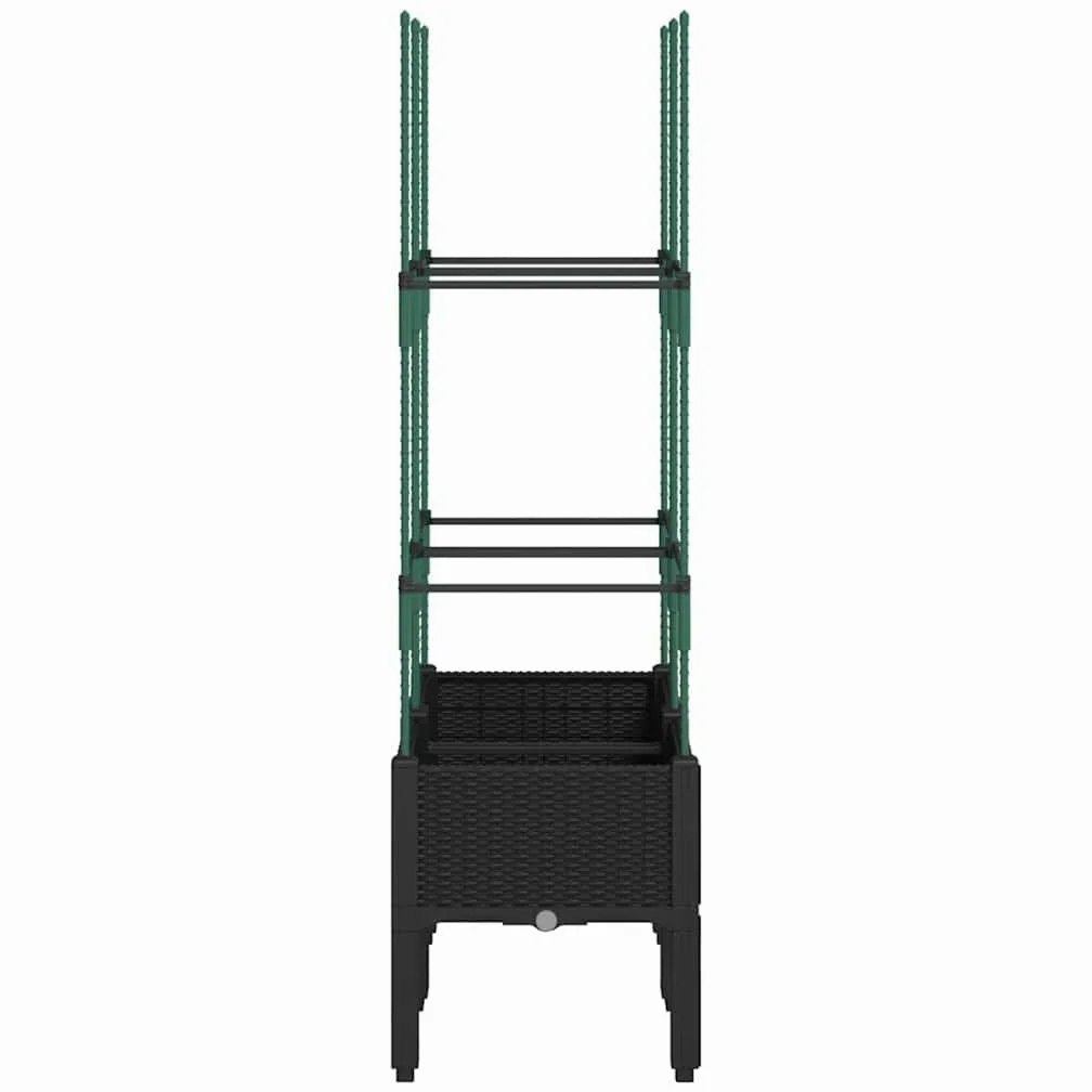 Macetero con enrejado, negro, 80 x 40 x 142,5 cm, polipropileno, para jardín, con almacenamiento de agua, para plantas trepadoras, terrazas, balcones, hierbas, cultivo, exterior, decoración