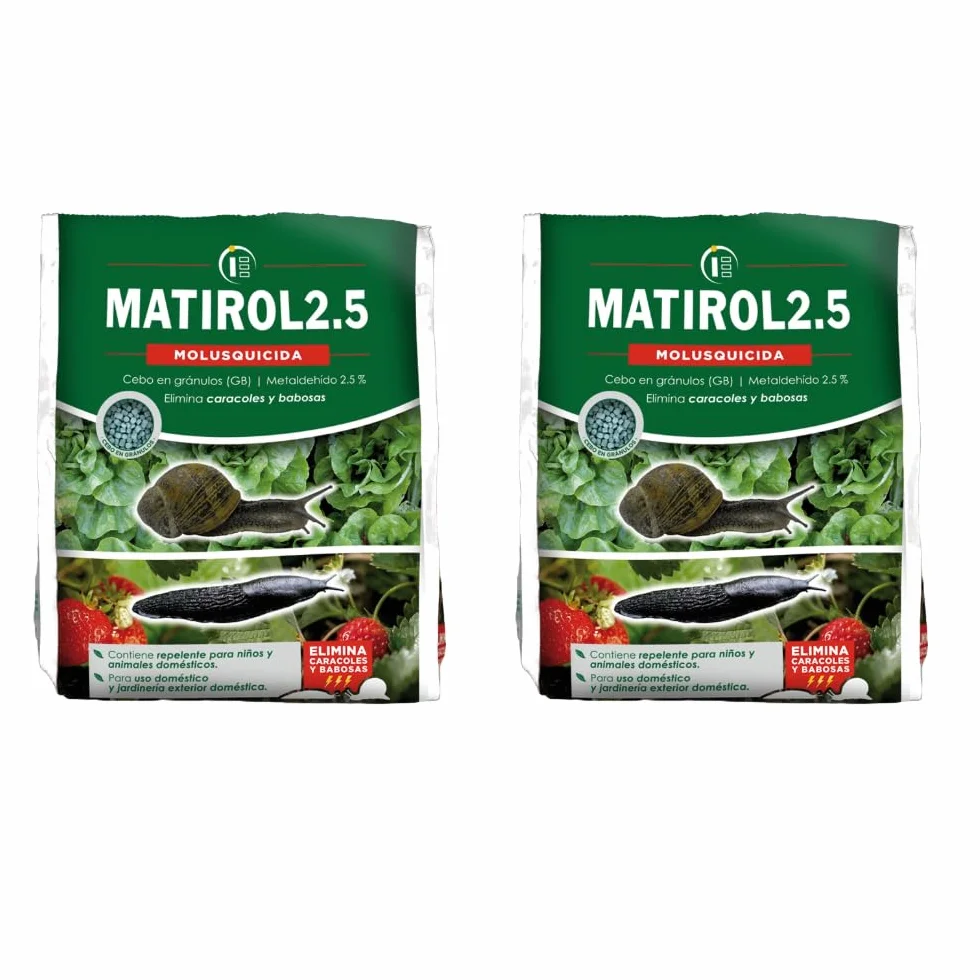 Peyca 3 Unidades Matirol 2.5 500gr. Cebo en granulas para Caracoles y babosas. Molusquicida. De Larga duracion. Contiene Repelente. Listo para Usar