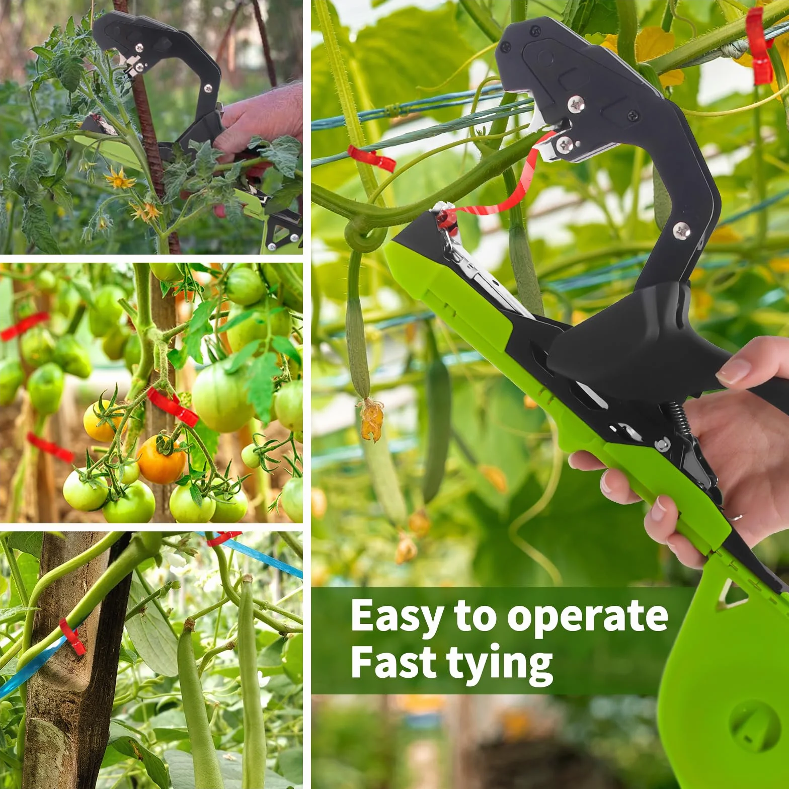 SWANSOFT B13 Maquina para Atar Tomates, Máquina Atadora de Plantas con 10 Rollos de Cinta, Herramienta de Cinta de Jardín para Tomates, Pepinos, Verduras